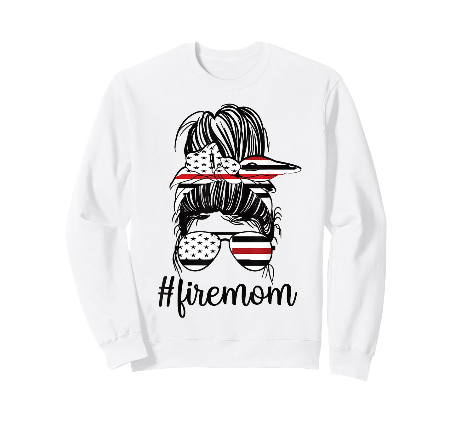 Firefighter Mom Messy Bun Fire Mom Mother Thin Red Line T-Shirt