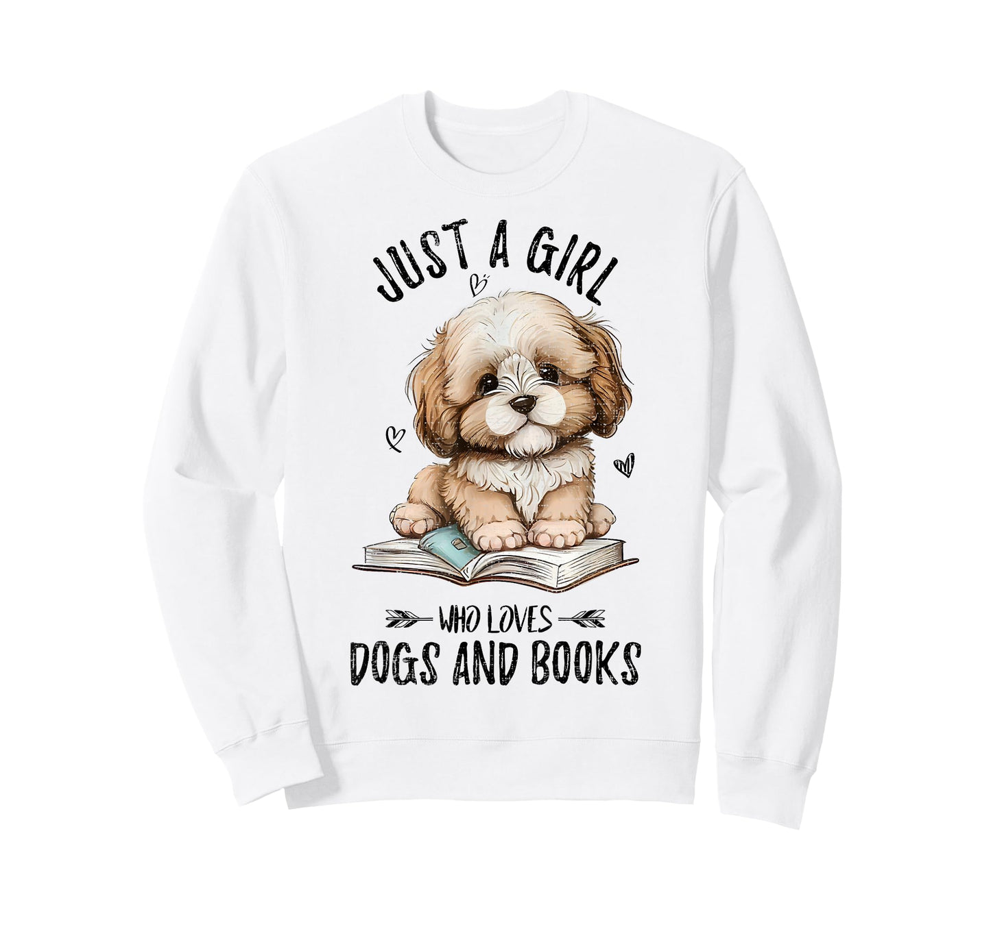 Just A Girl Who Loves Dogs and Books, Puppy Pet Art Lover T-Shirt