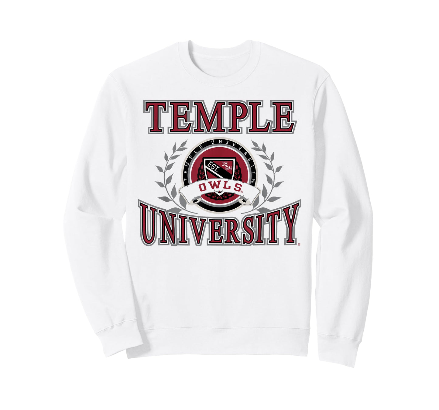 Temple Owls Laurels White Officially Licensed T-Shirt