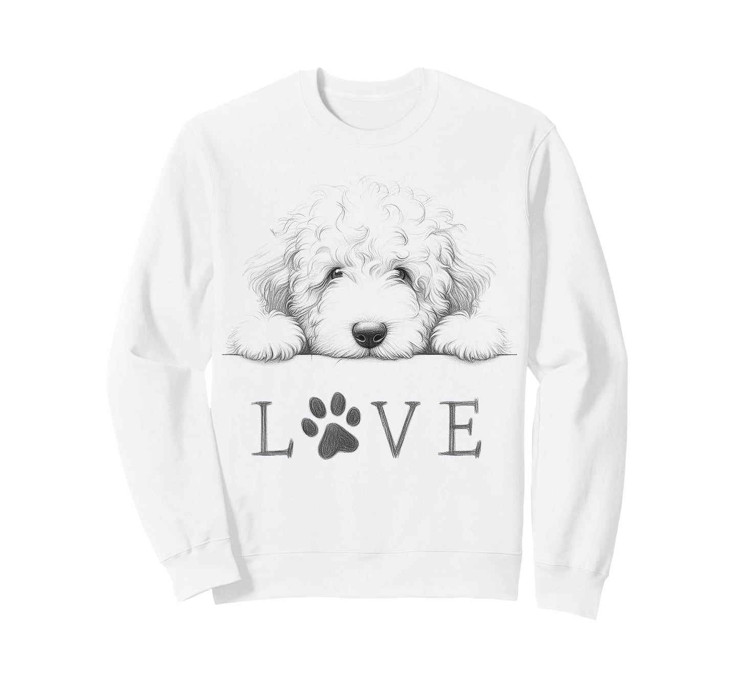Sheepadoodle Love Dog Paw Design T-Shirt for Men Women Kids