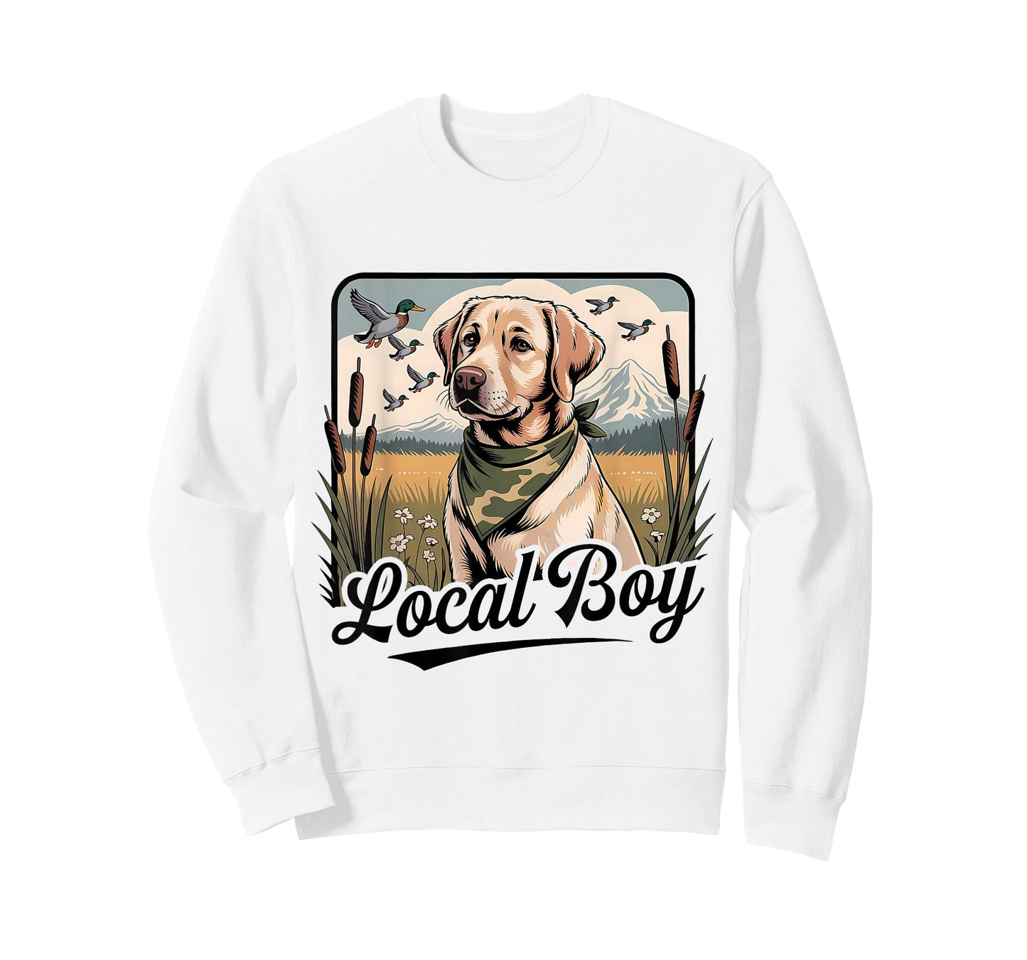 Local Boy Labrador Hunting Dog Marsh Scene Sunset Vintage T-Shirt