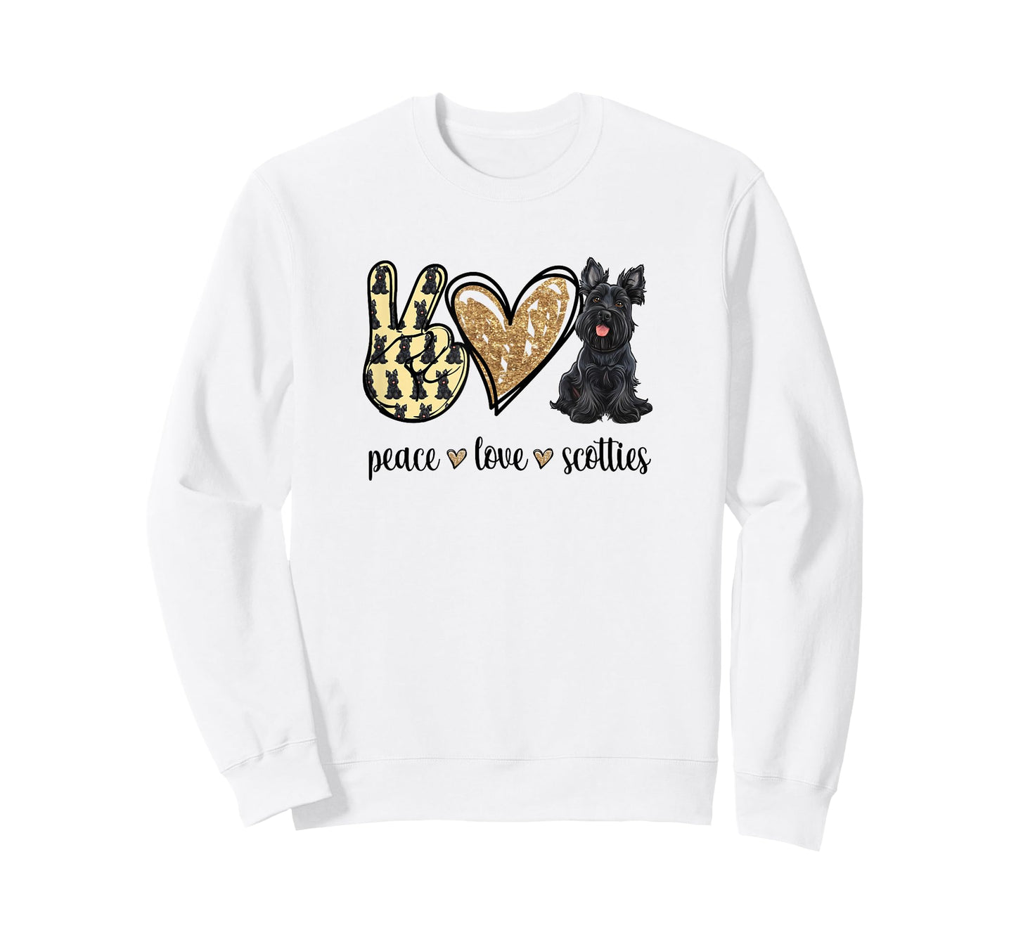 Funny Girls & Womens Cute Peace Love Scottish Terrier Lover T-Shirt