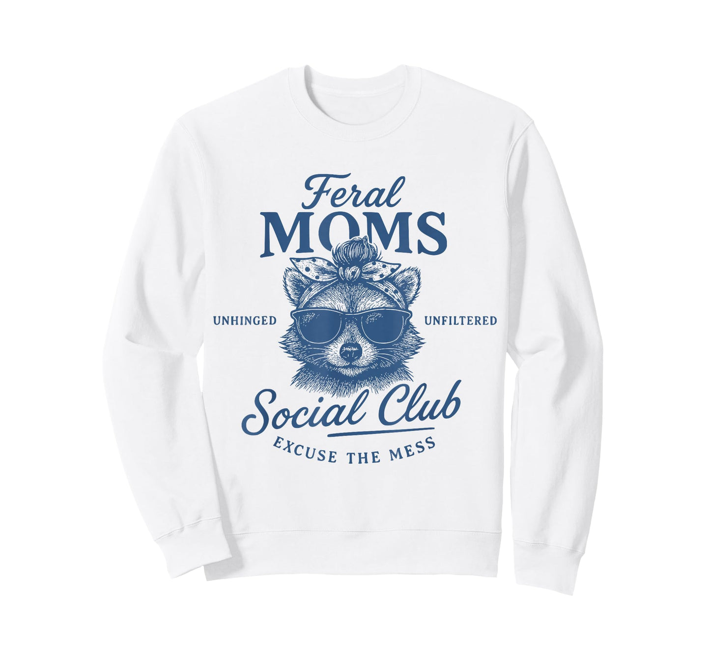 Feral Moms Social Club Retro Raccoon Trendy Funny Mom Life T-Shirt