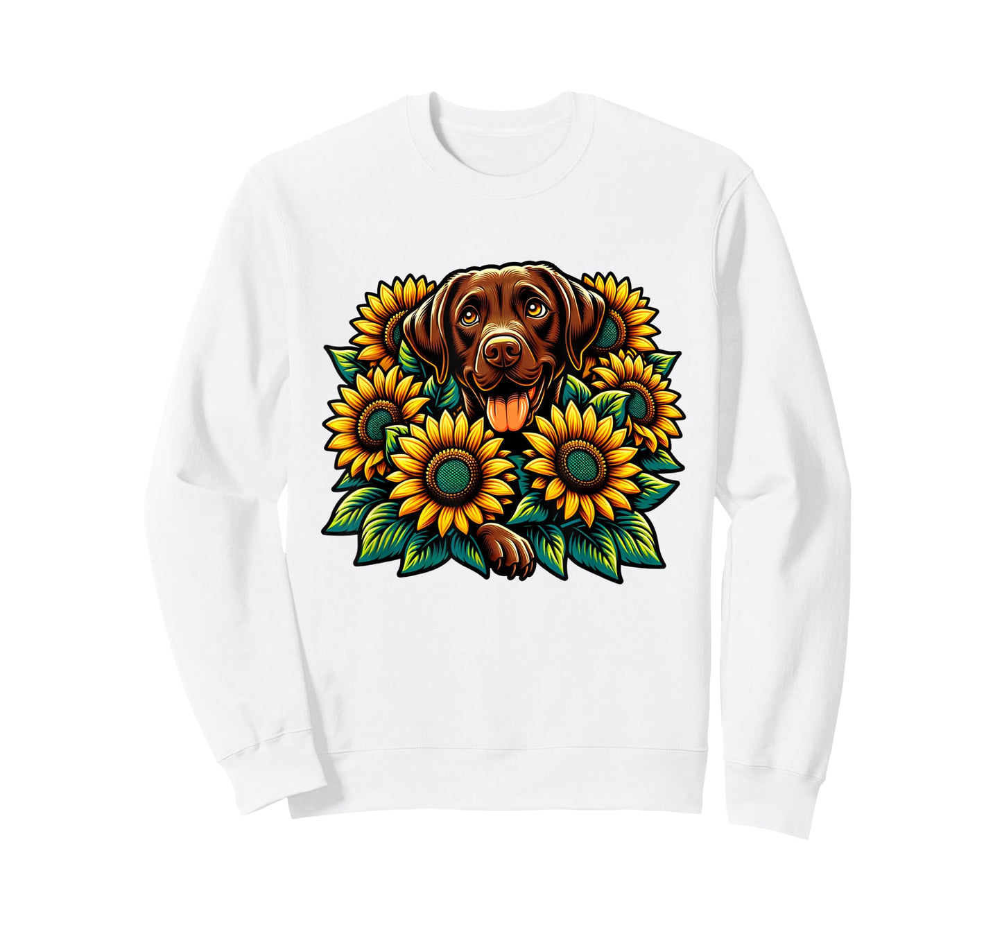 Happy Brown Labrador Retriever Chocolate Lab Mom Sunflower T-Shirt