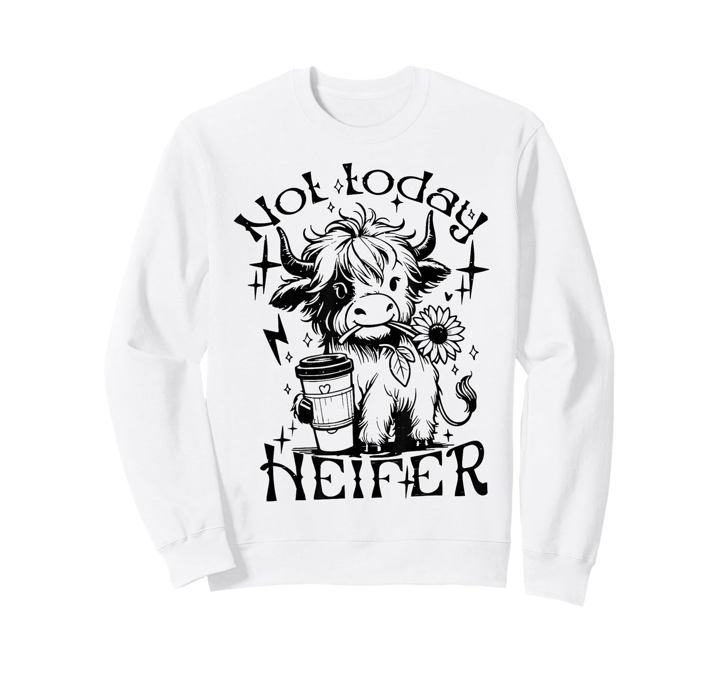 Not Today Heifer Sunflower Baby Highland Cow Western T-Shirt