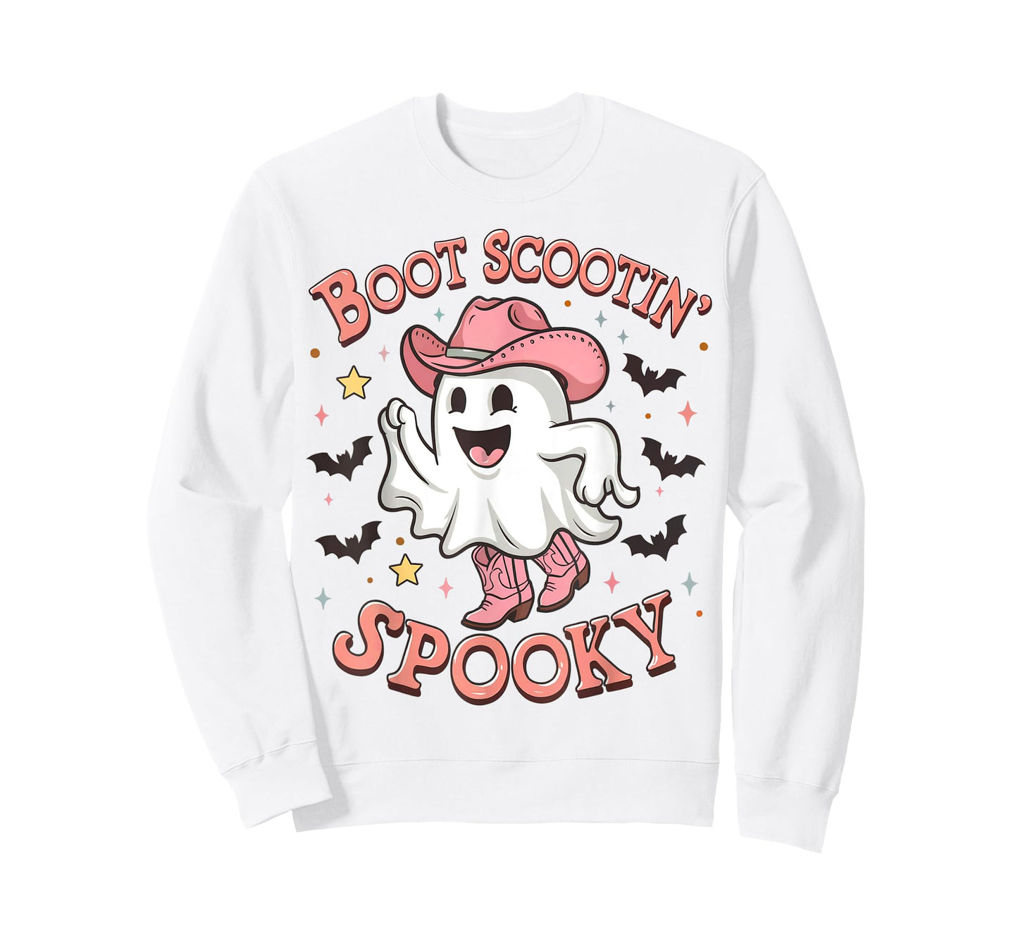 Boot Scootin' Spooky Funny Ghost Pink Cowboy Halloween T-Shirt