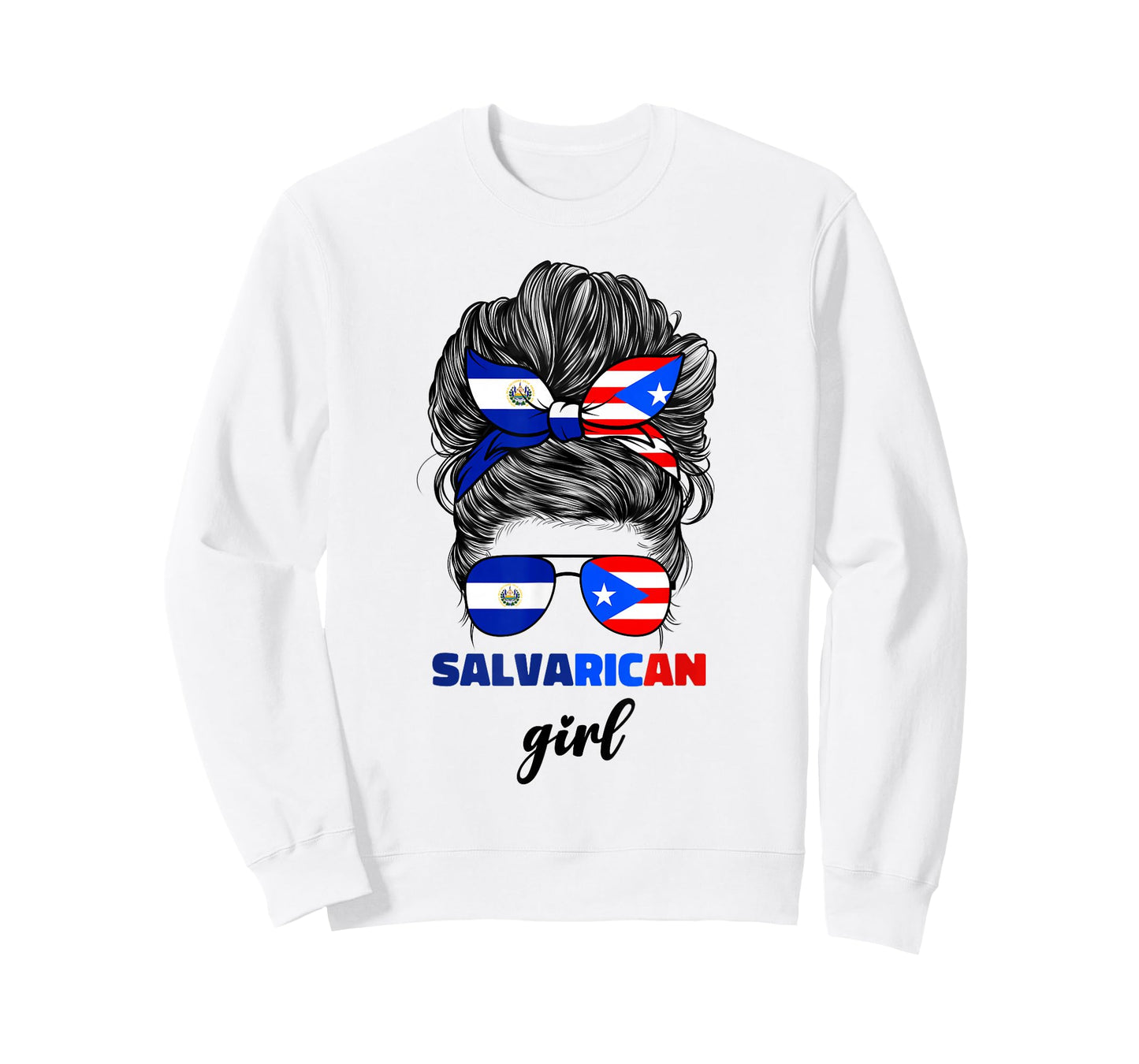 Half Salvadorian And Puerto Rican Rico El Salvador Flag Girl T-Shirt