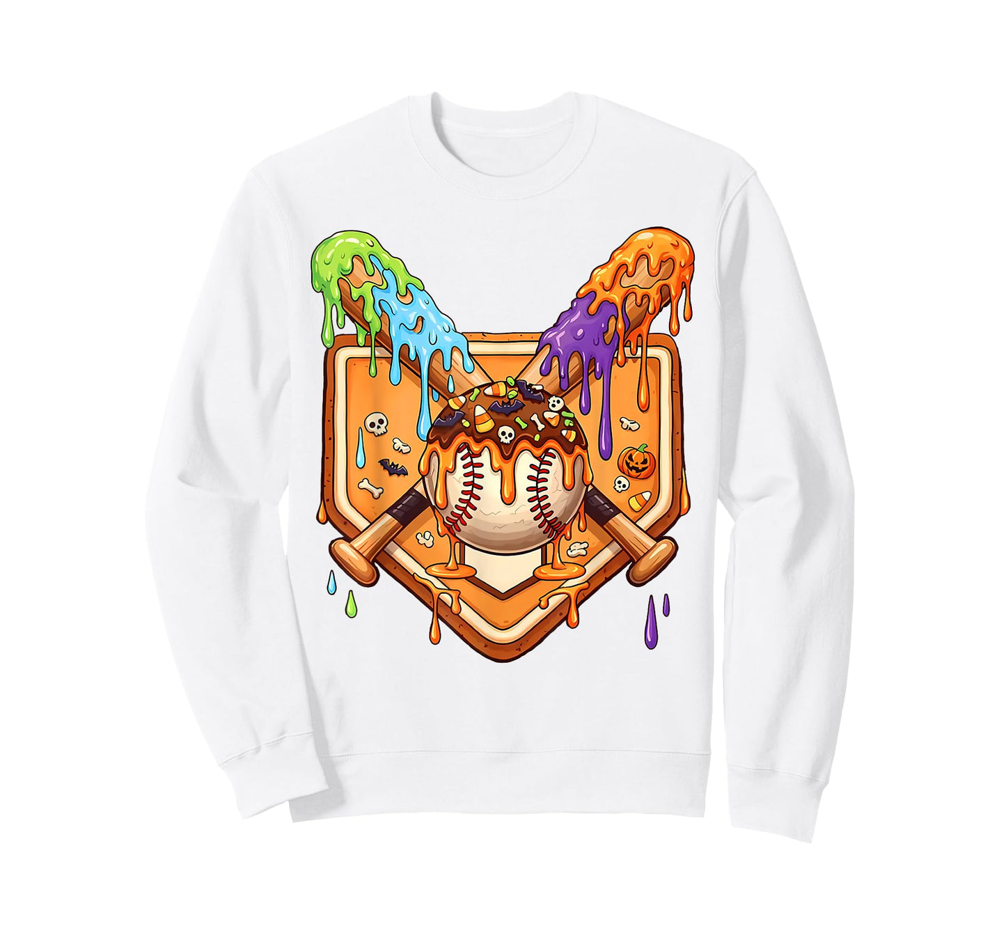 Baseball Home Plate Halloween Ice Cream Drip Men Boys Kids T-Shirt