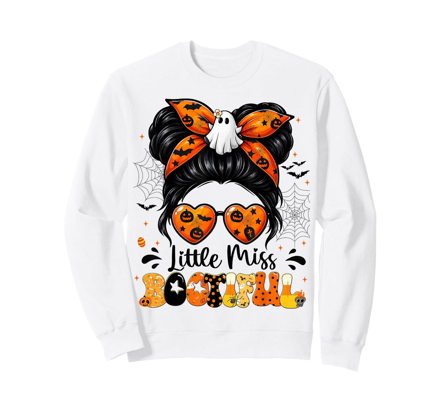 Little Miss Bootiful Messy Bun Halloween Costumes Girl Kid T-Shirt