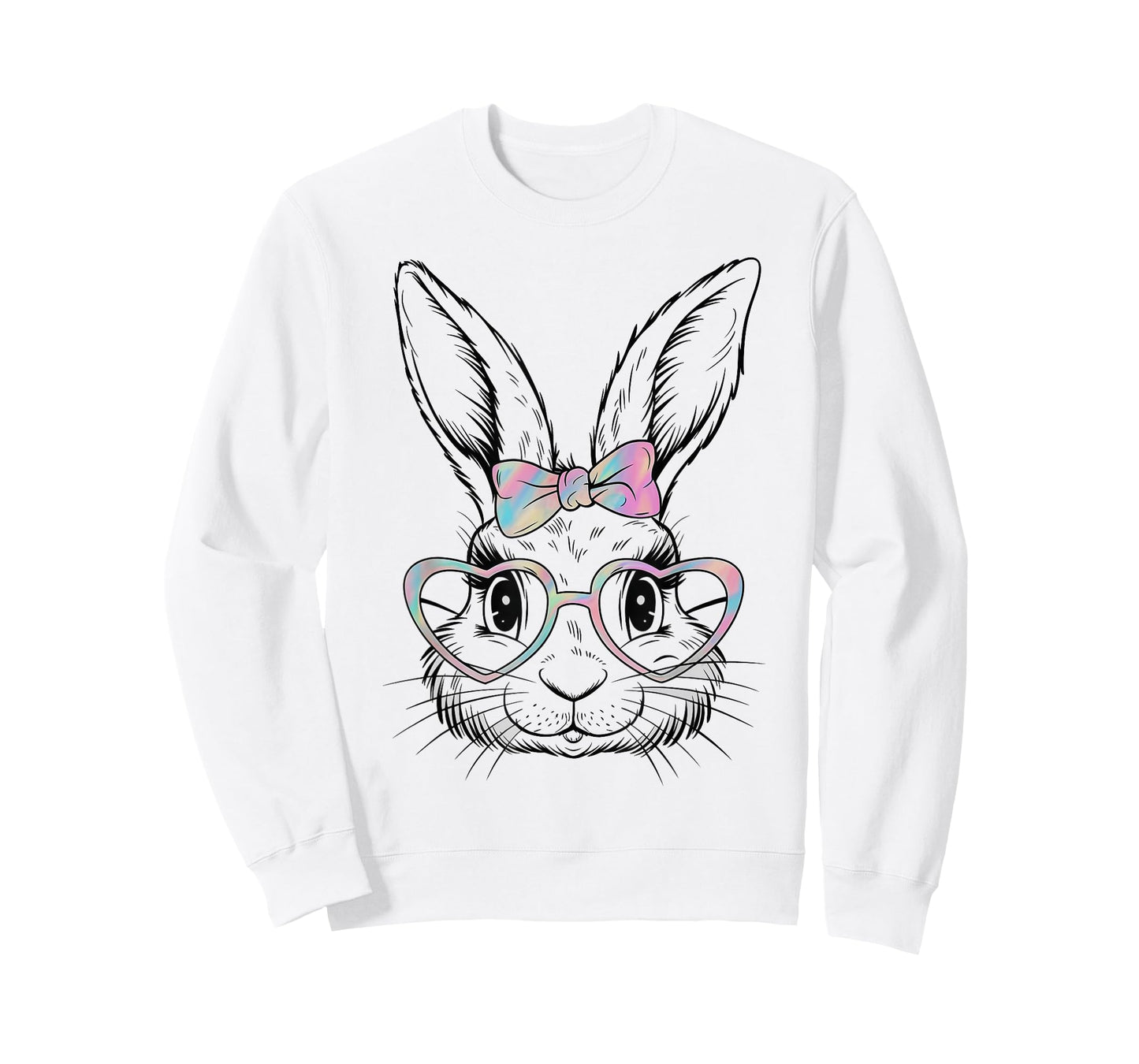 Bunny Rabbit Face Tie Dye Glasses Girl Happy Easter Day T-Shirt