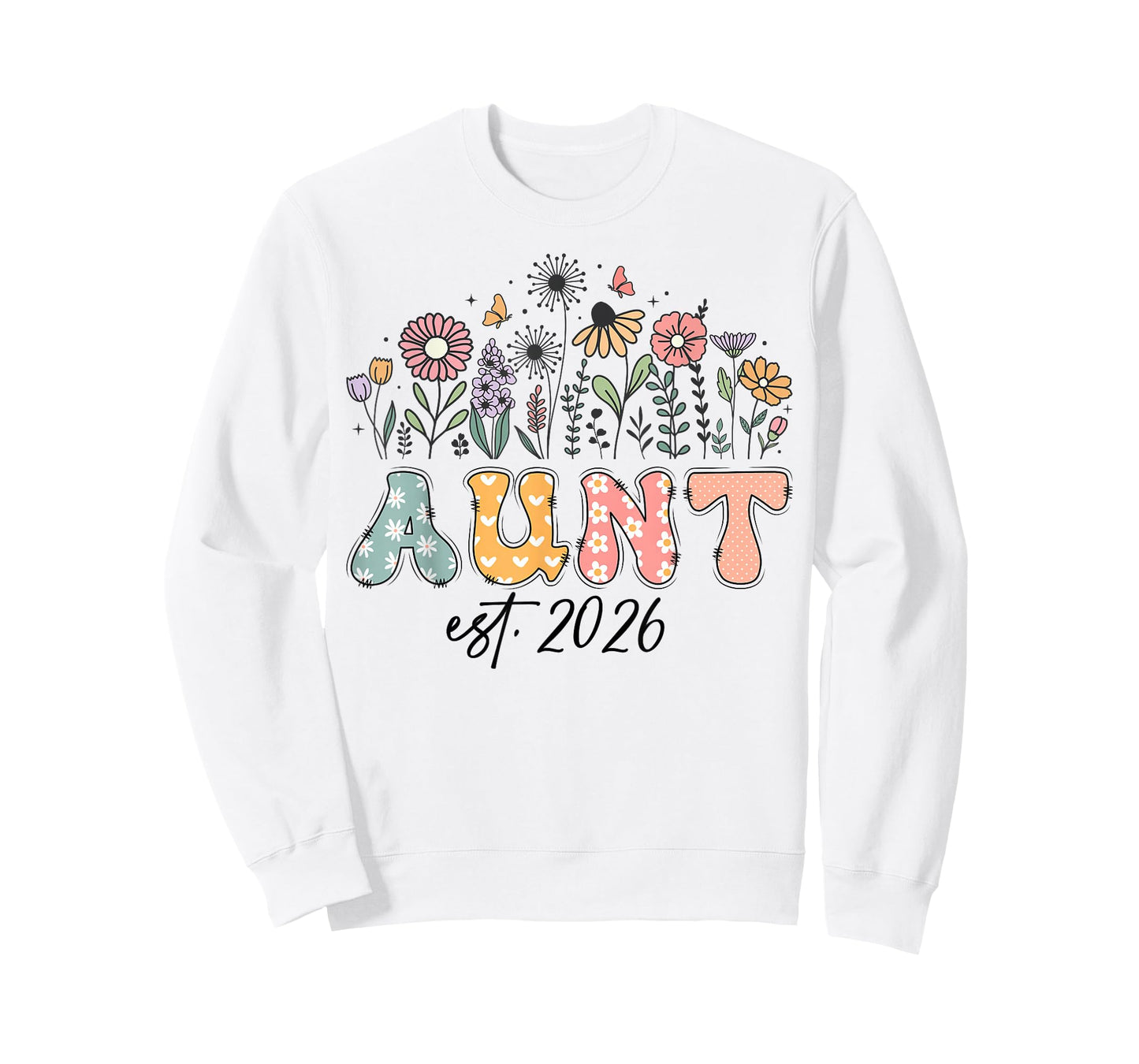 Promoted to Aunt Est. 2026 Wildflower Family Matching T-Shirt