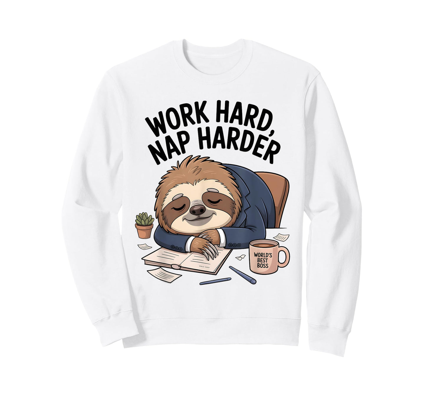 Work Hard Nap Harder Funny Sloth Office T-Shirt