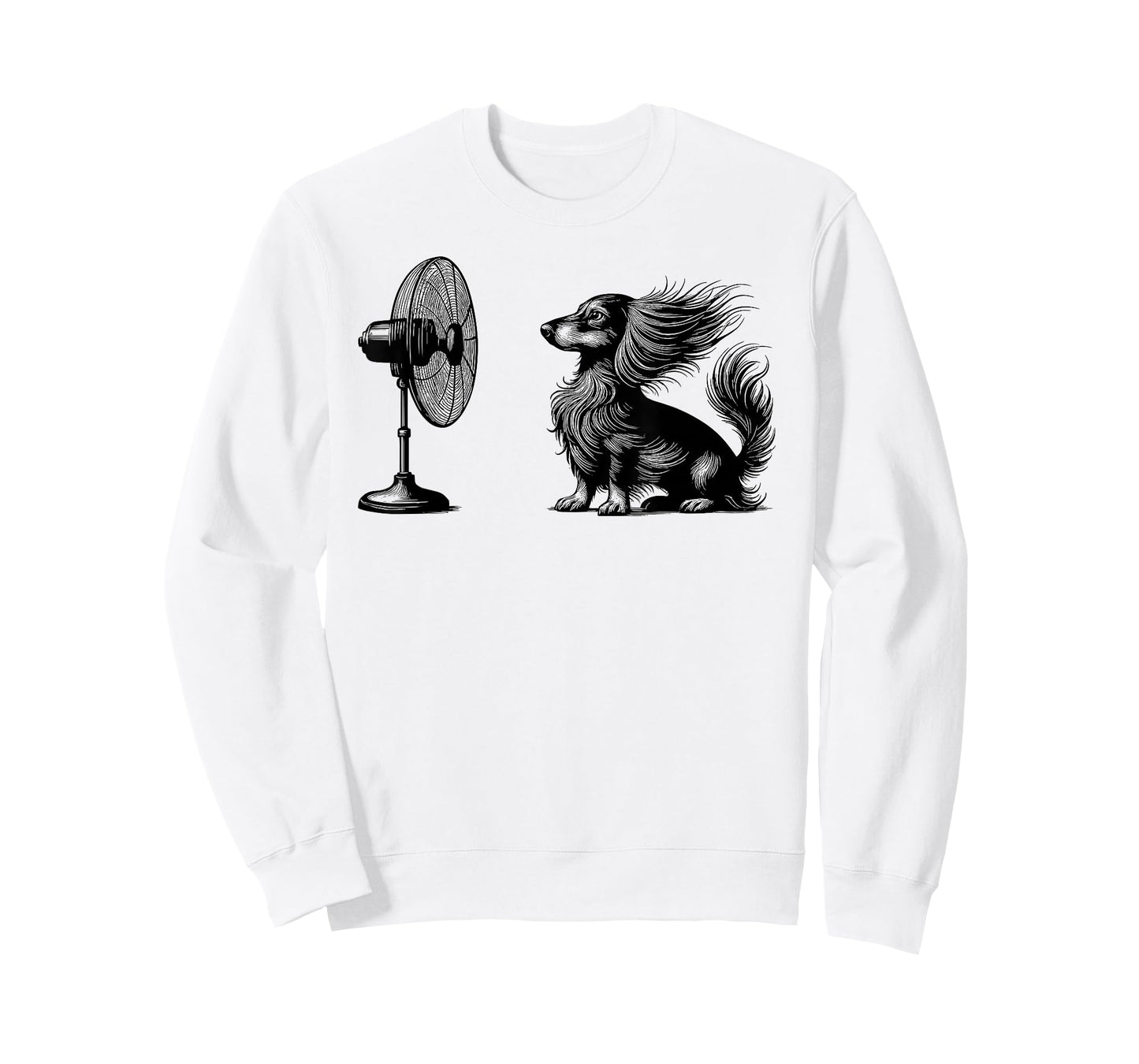 Funny Long haired Dachshund Dog with Fan Doxie Wiener Dog T-Shirt