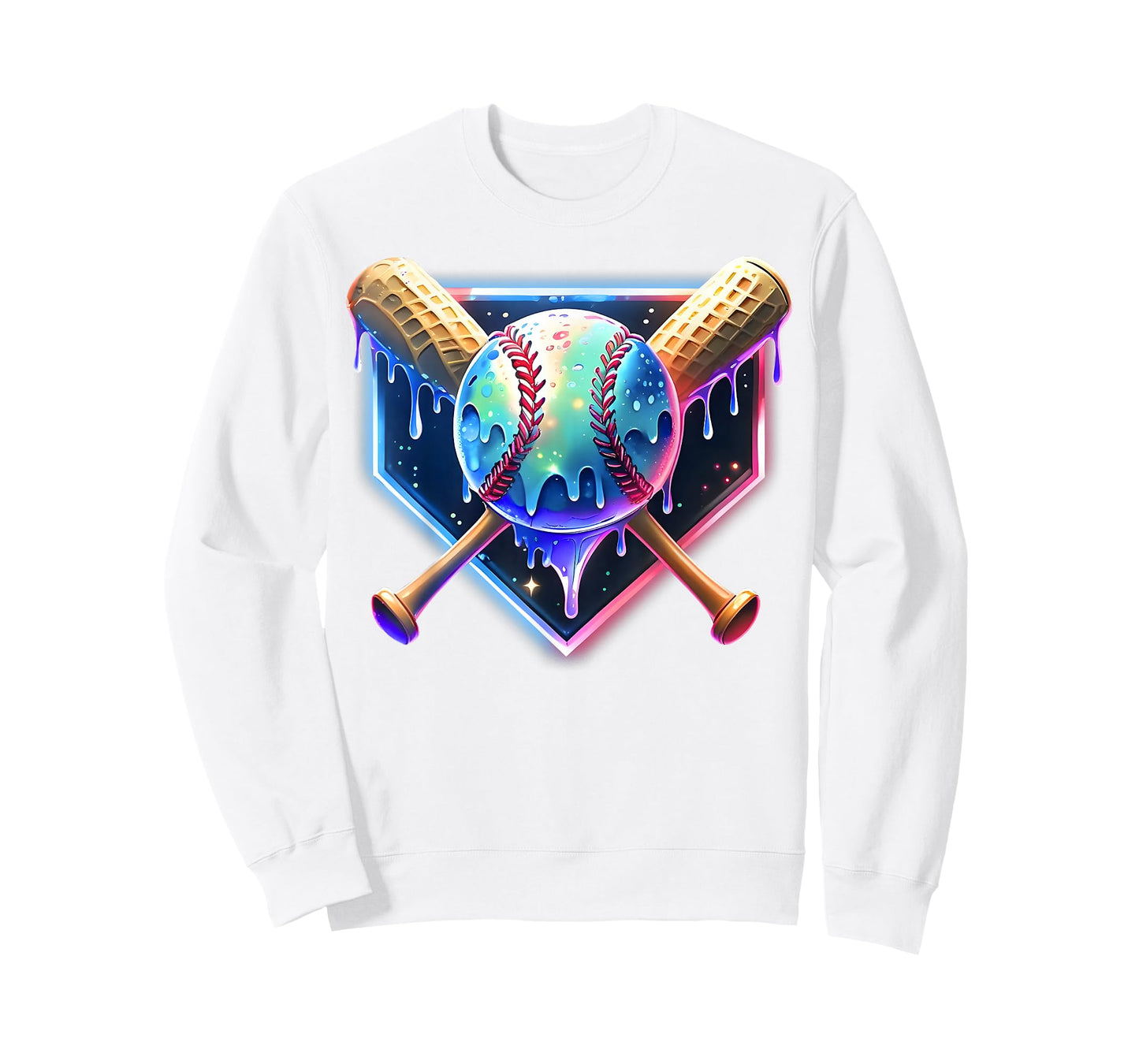 Baseball Drip for Boys Home Plate Ice Cream Drip Youth Sport T-Shirt