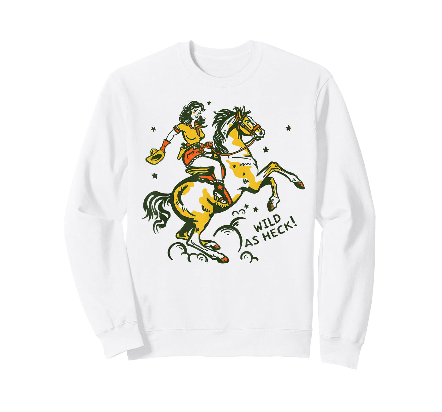 "Wild As Heck" Cute & Fun Retro Cowgirl Pinup Riding A Horse T-Shirt