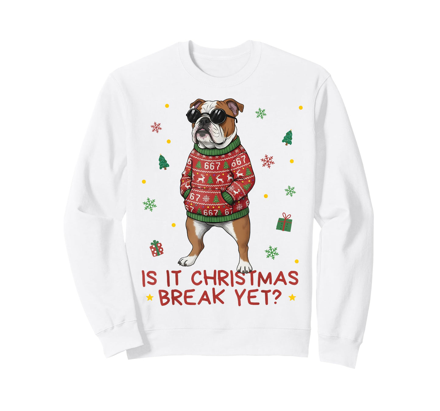 Funny Xmas Holiday is It Christmas Break? Bulldog Teacher 67 T-Shirt