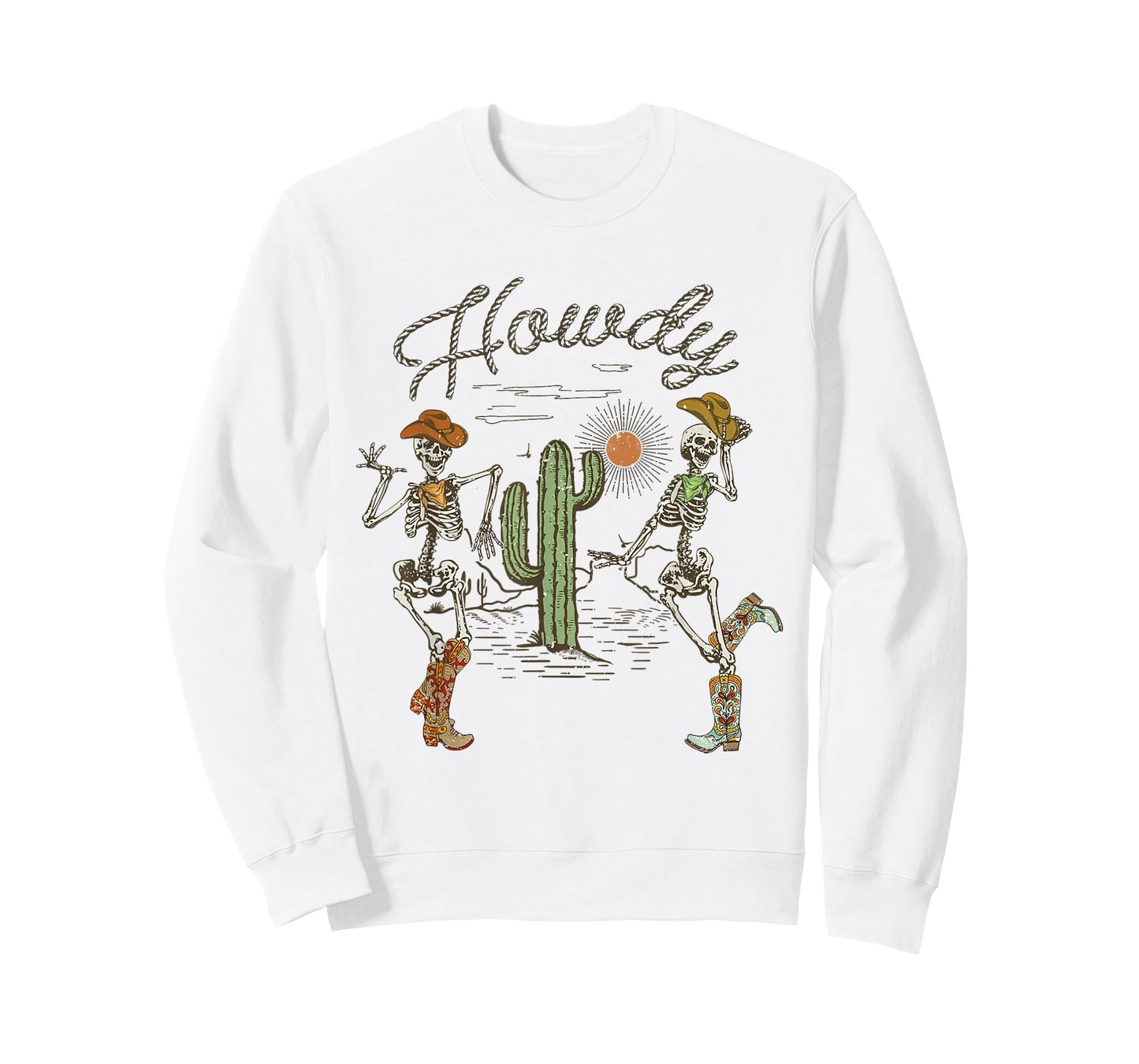 Skeleton Dancing Howdy Skeleton Cowboy Boots Hat T-Shirt