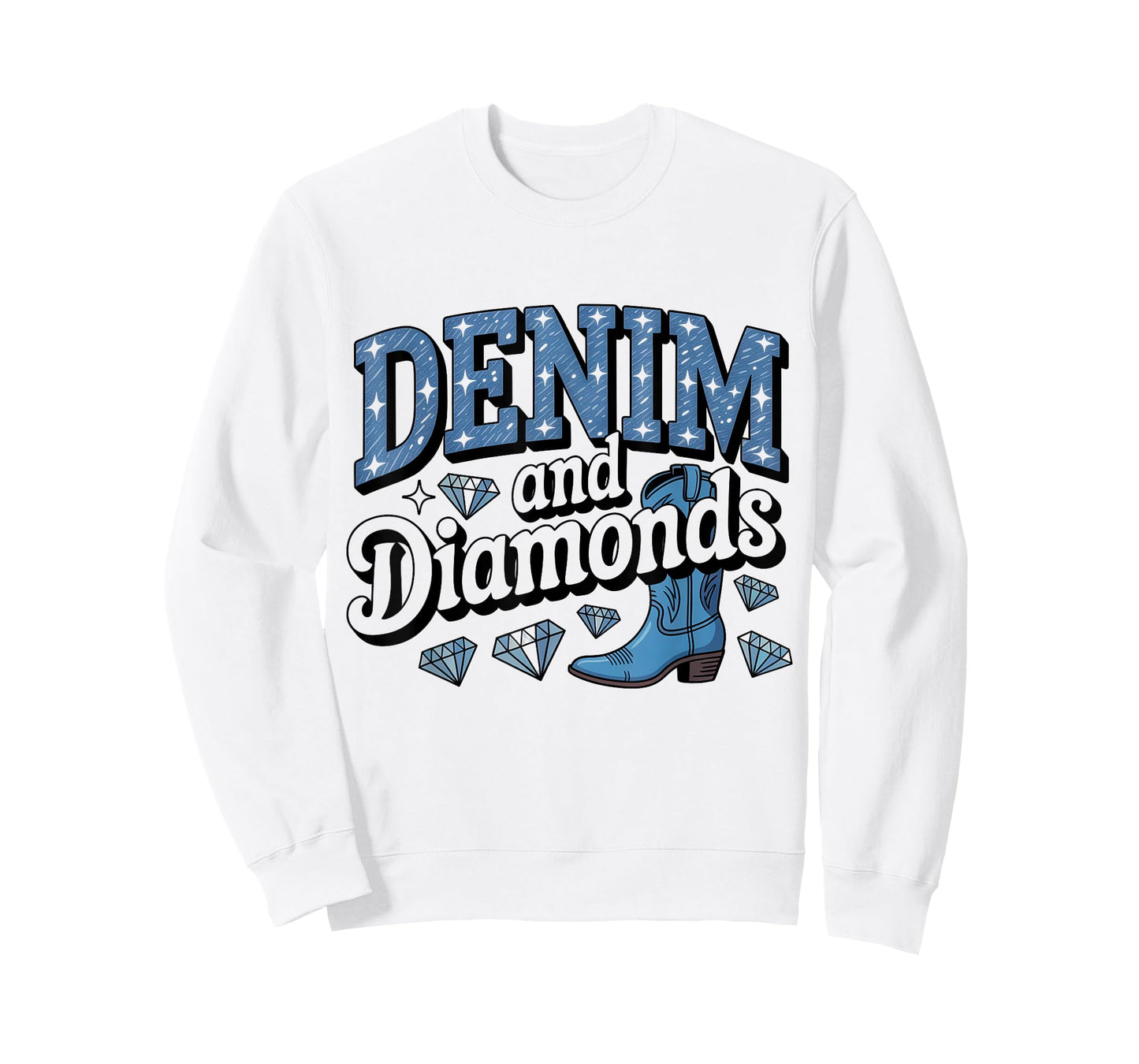Denim and Diamonds African Melanin Swag Cowgirls Western T-Shirt