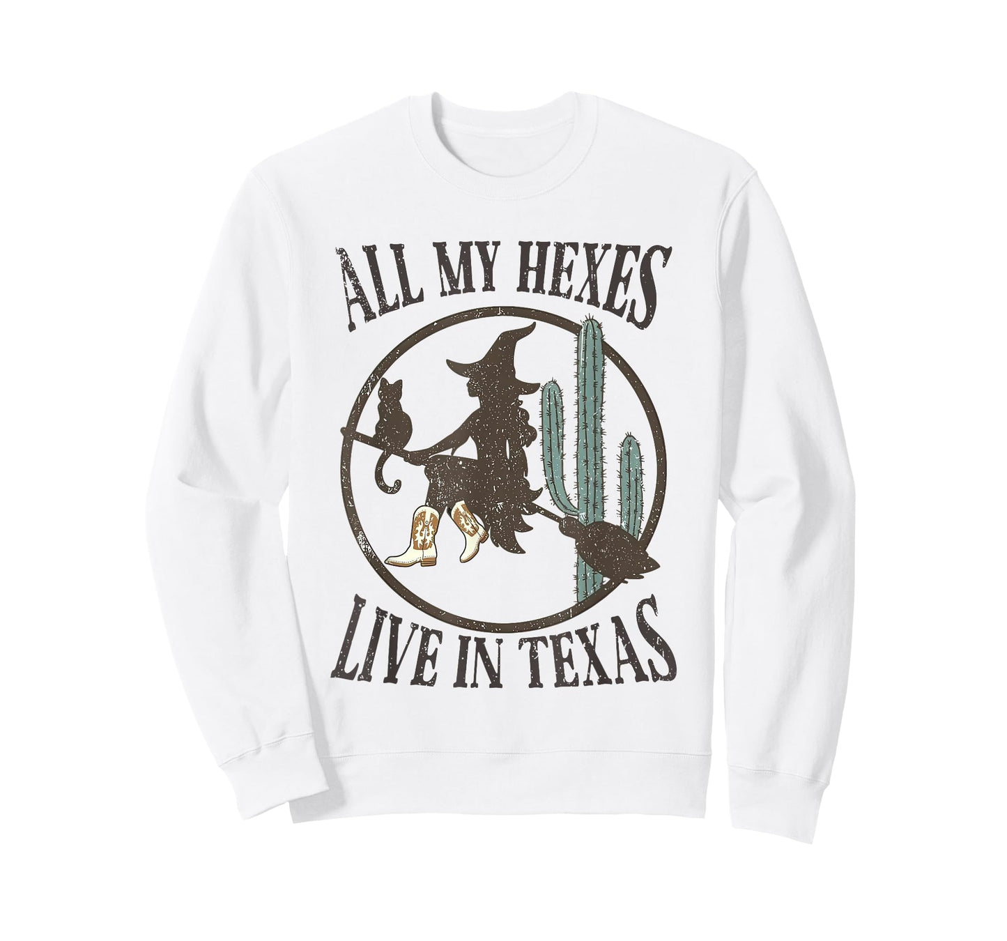 All My Witches Live In Texas Western Cowgirl Witch Halloween T-Shirt