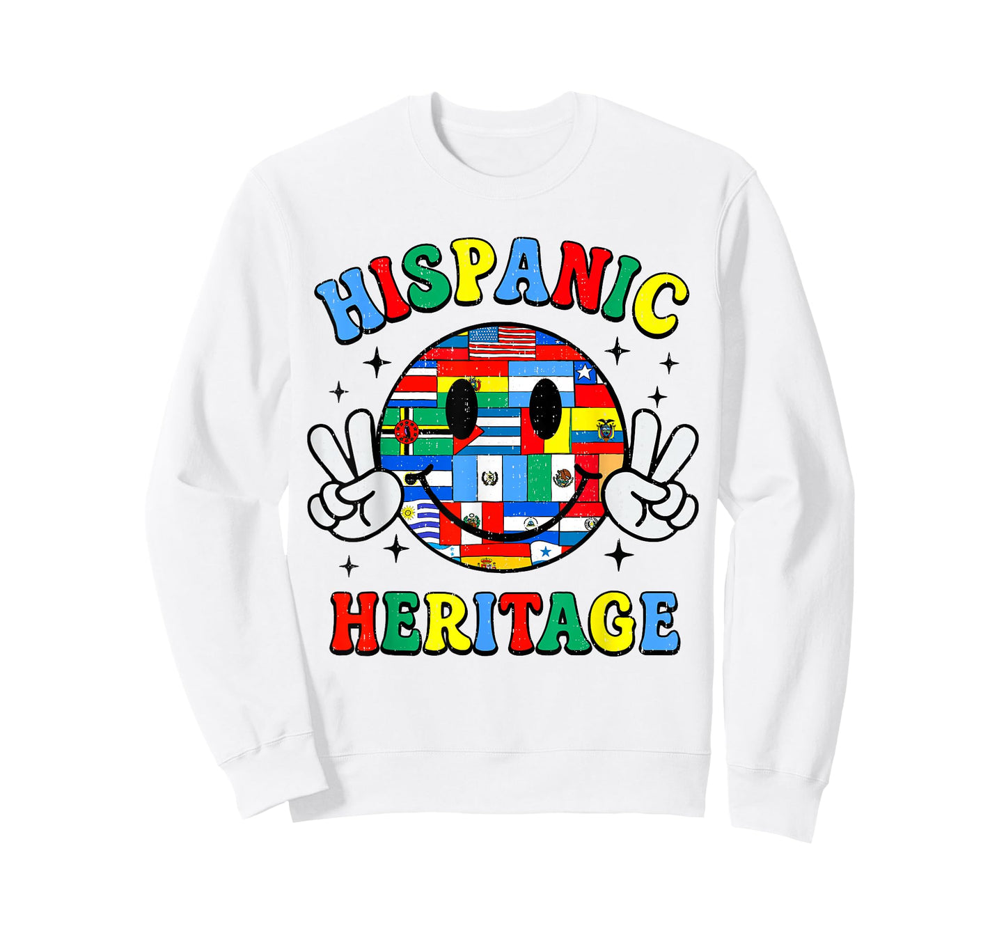 Hispanic Heritage Smile Face Latino Countries Flags Girl Kid T-Shirt