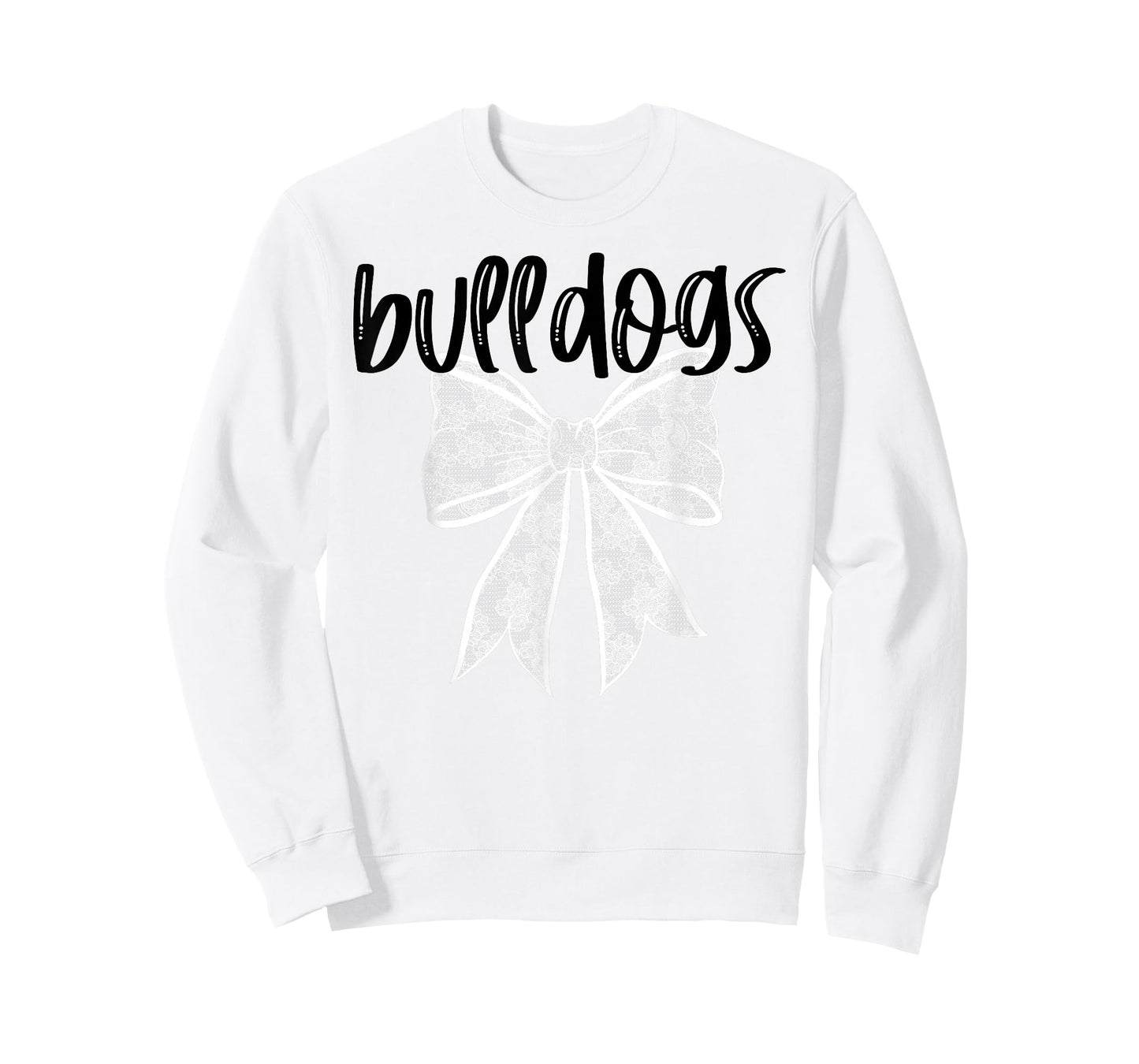 Bulldogs Coquette Aesthetic Girly Team Mascot Lace Bow T-Shirt