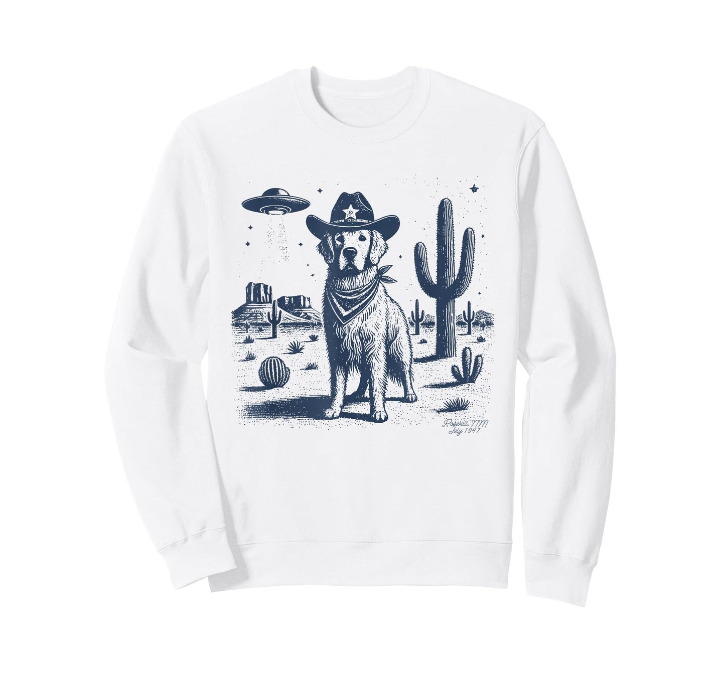 Golden Retriever Cowboy UFO, Golden Retriever Cowboy Hat T-Shirt