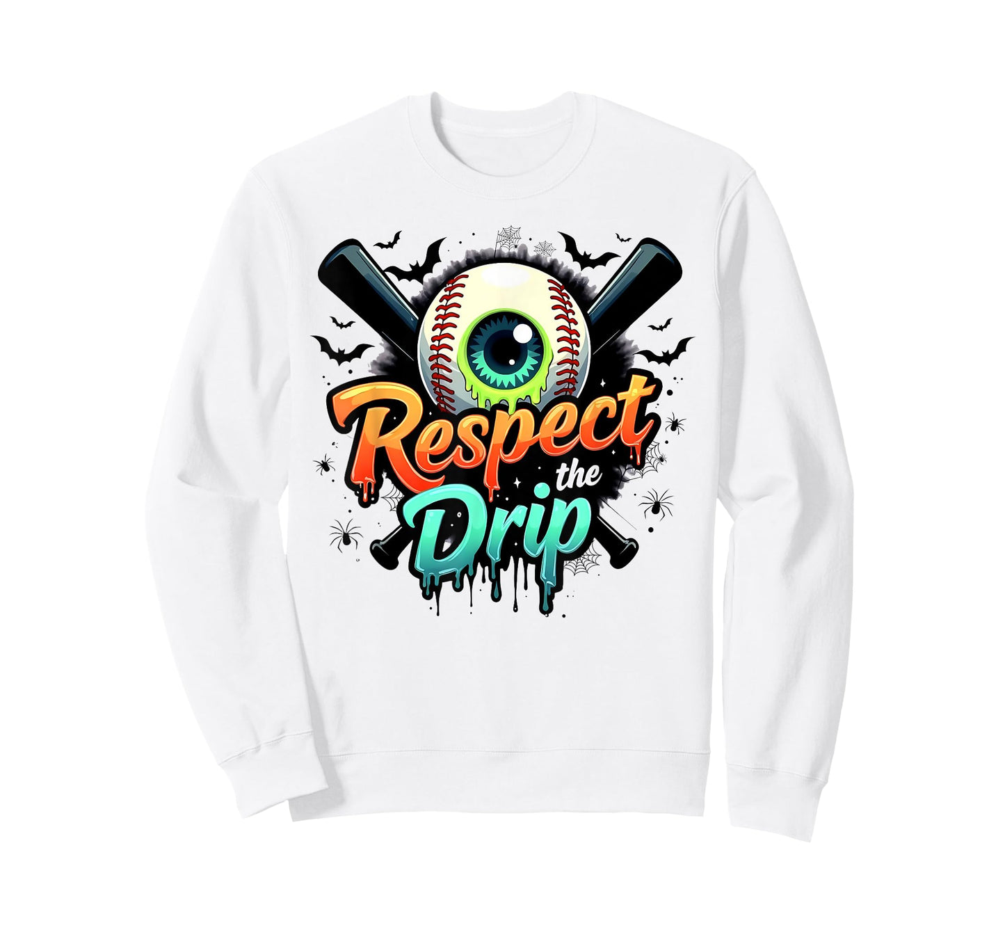 Respect The Drip Baseball Bats Halloween Drippy Skull Eye T-Shirt