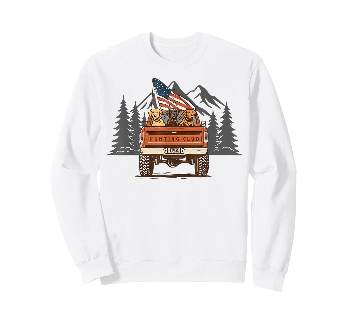 Hunting Club Truck Dogs American Flag Hello Hunting Season T-Shirt