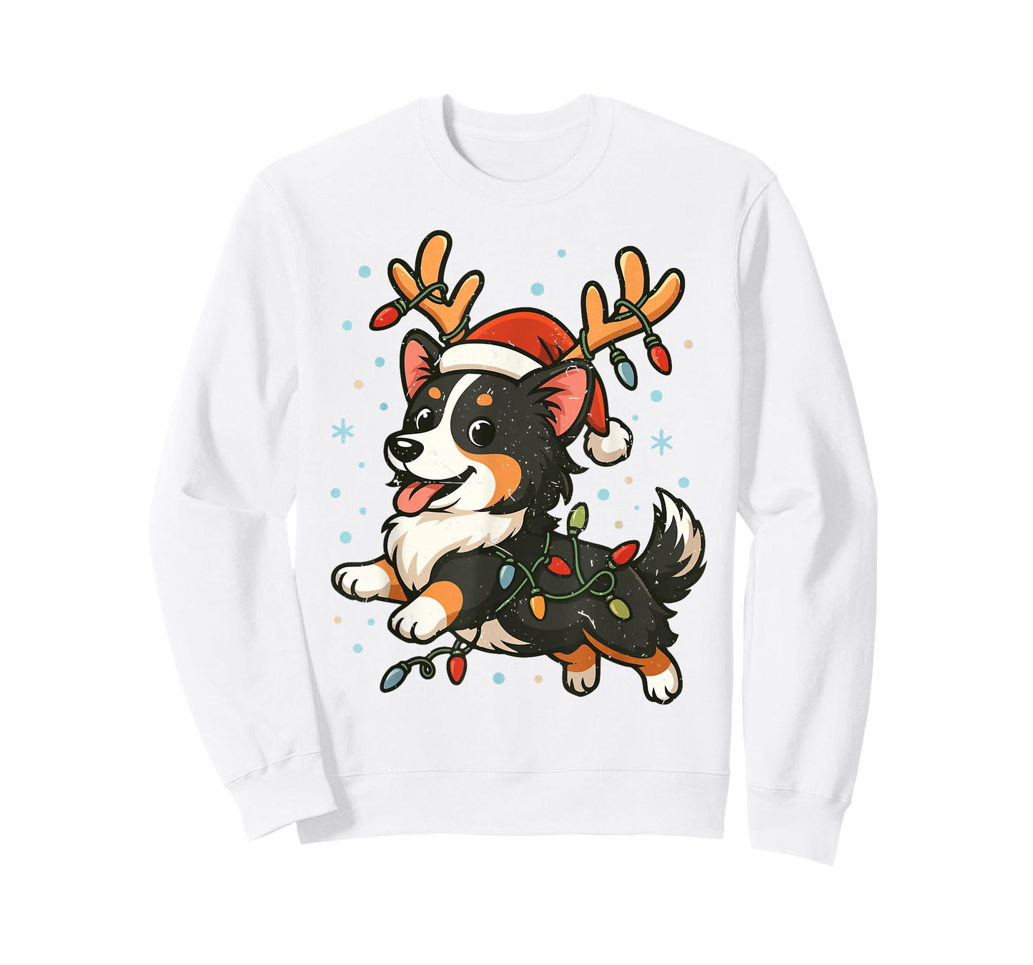 Funny Reindeer Tri Color Corgi Christmas Pajama Costume Pjs T-Shirt