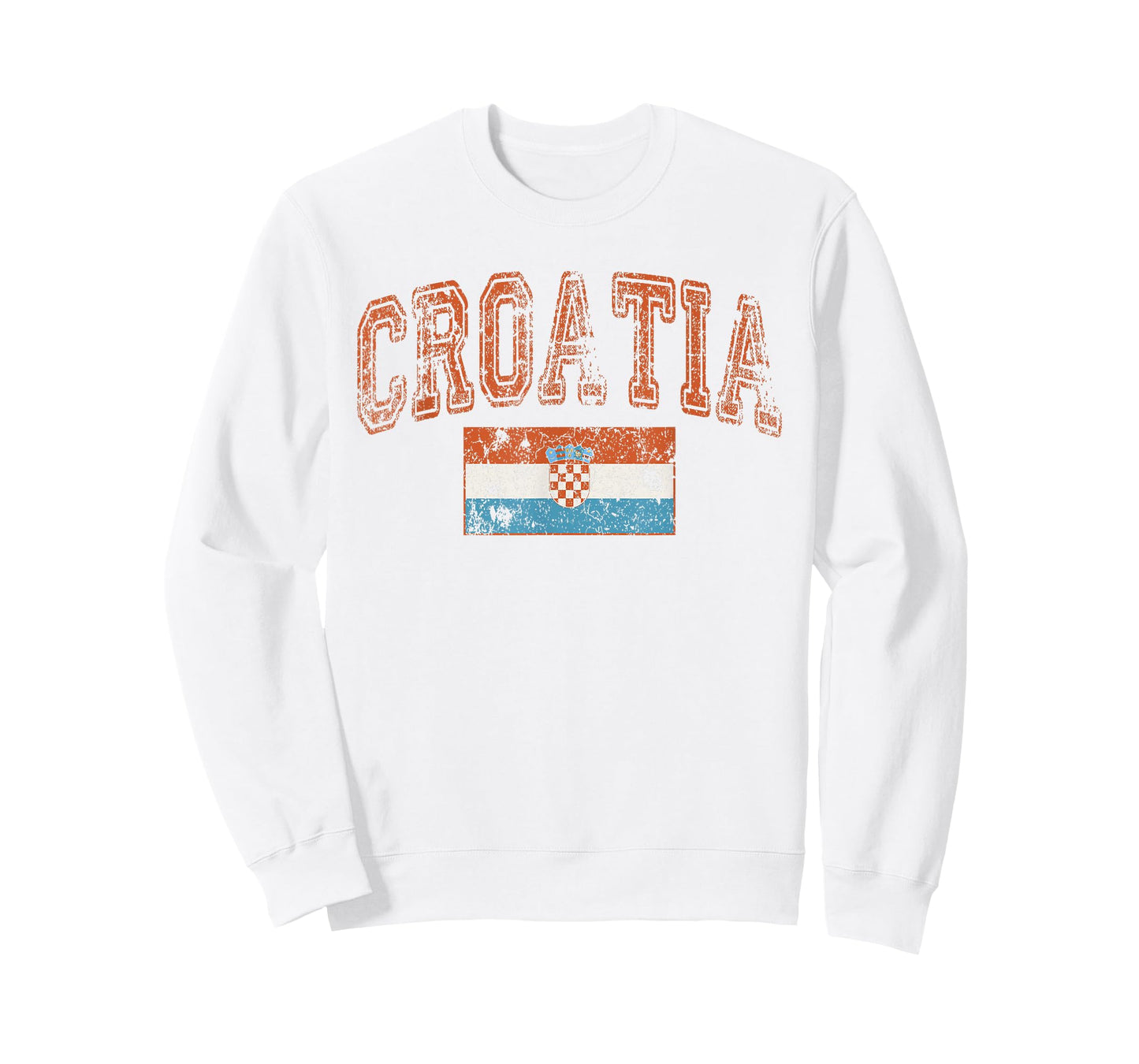 Threadrock Vintage Retro Faded Croatia Flag Croatian Pride T-Shirt, Small, White