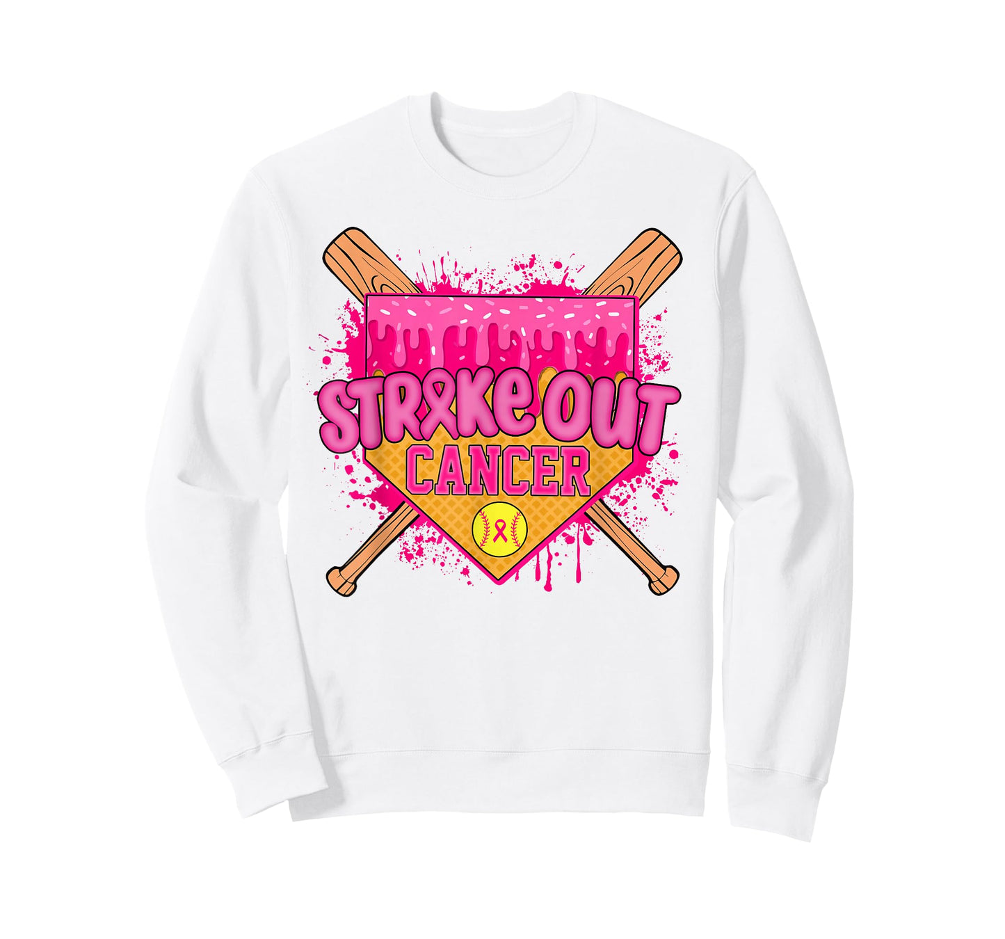 Strike Out Breast Cancer Warrior Softball Drip Home Plate T-Shirt