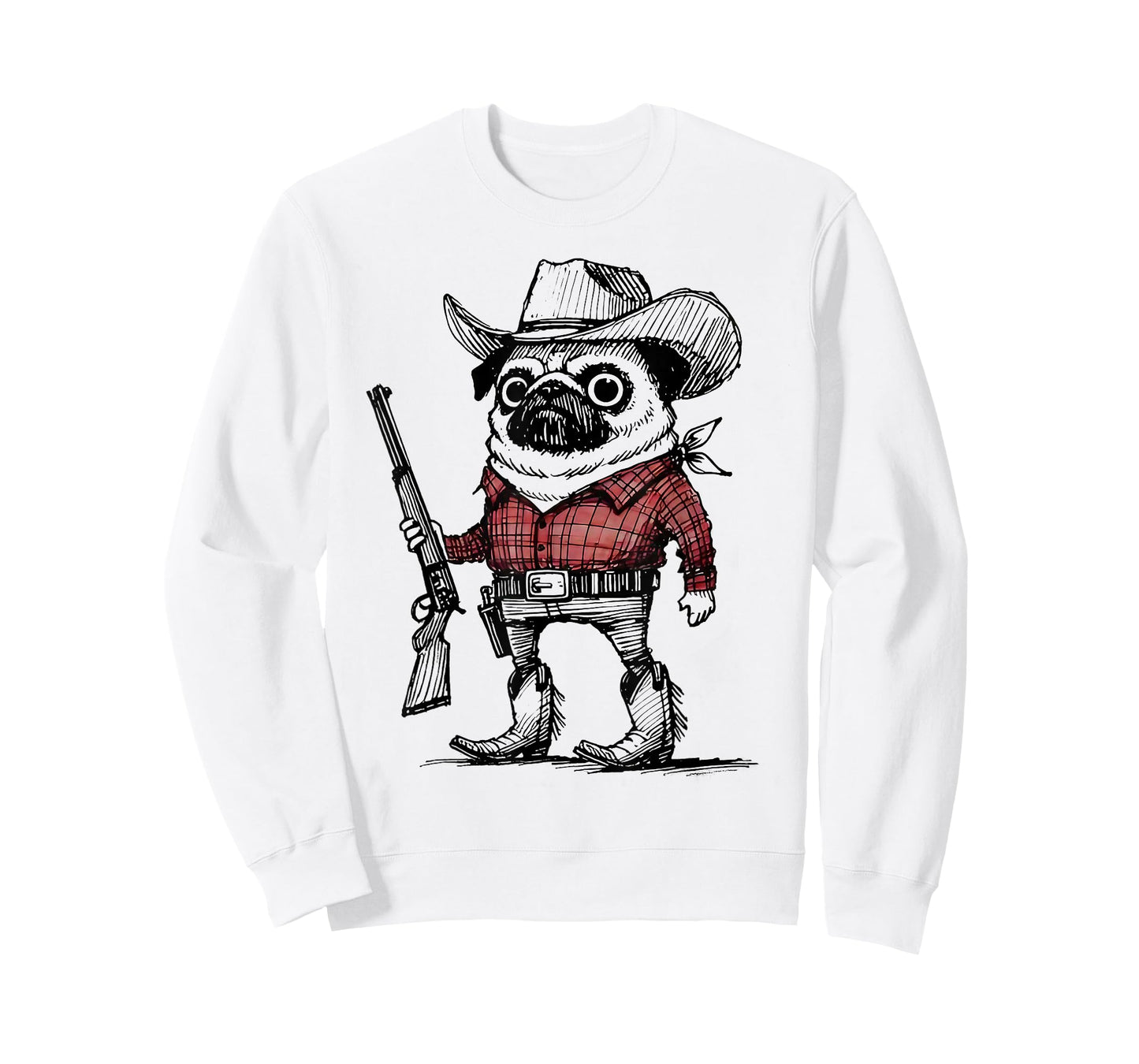 Cowboy Pug Dog Funny Western Outfit Red Pug Cowboy Meme T-Shirt