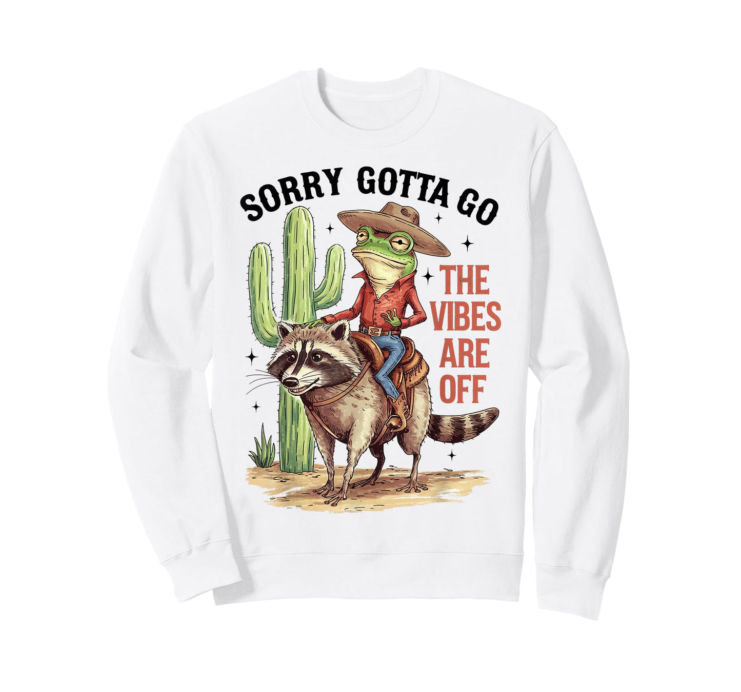 Sarcastic Cowboy Frog Riding Raccoon Weird Vintage Design T-Shirt