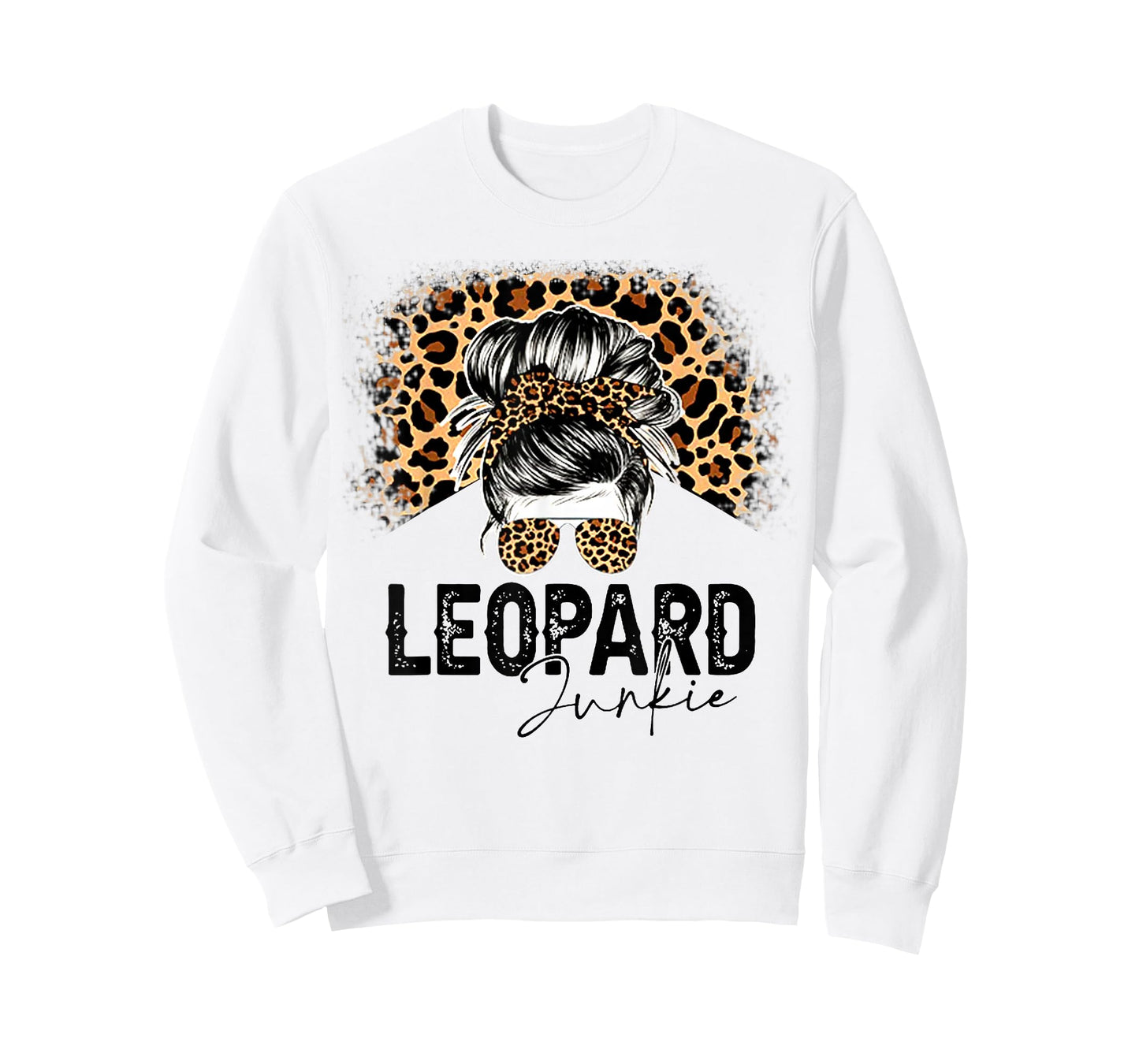 Messy Bun Leopard Junkie Sunglasses Hello Summer Mothers Day T-Shirt