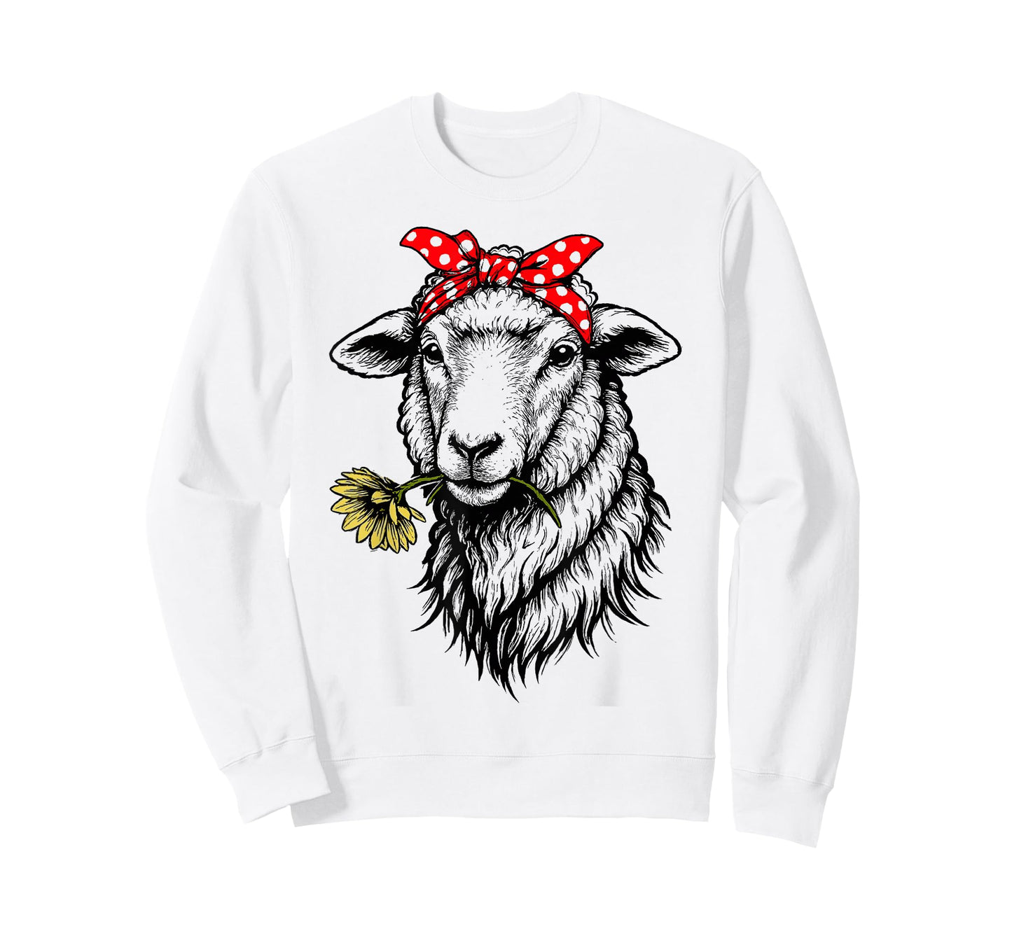 Funny Sheep with Bandana and Flower Farm Animal Lover T-Shirt