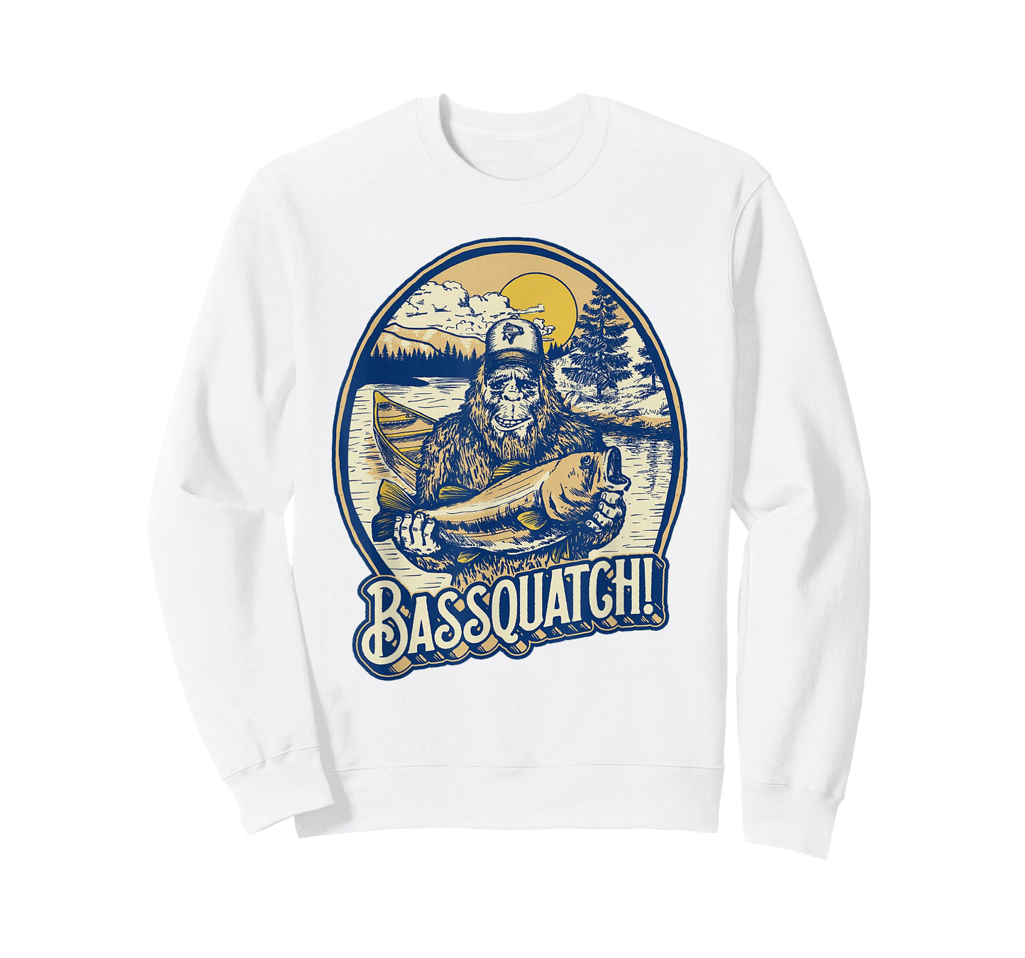 Giant Step Design Co. Bassquatch! Bass Fisherman Sasquatch Funny Bigfoot Fishing T-Shirt