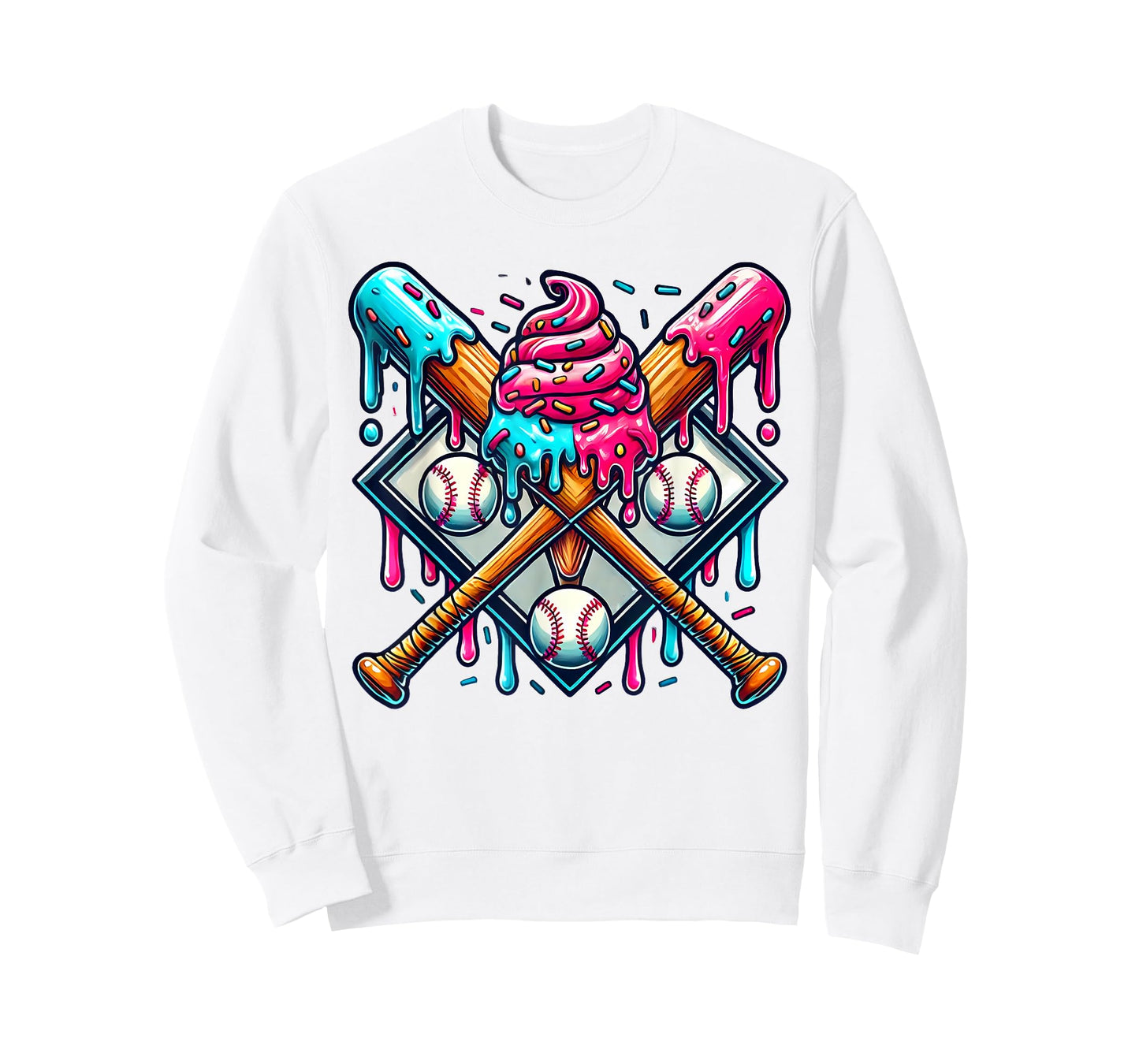 Cool Sport Baseball Bat Home Plate Drip With Sprinkles Drip T-Shirt