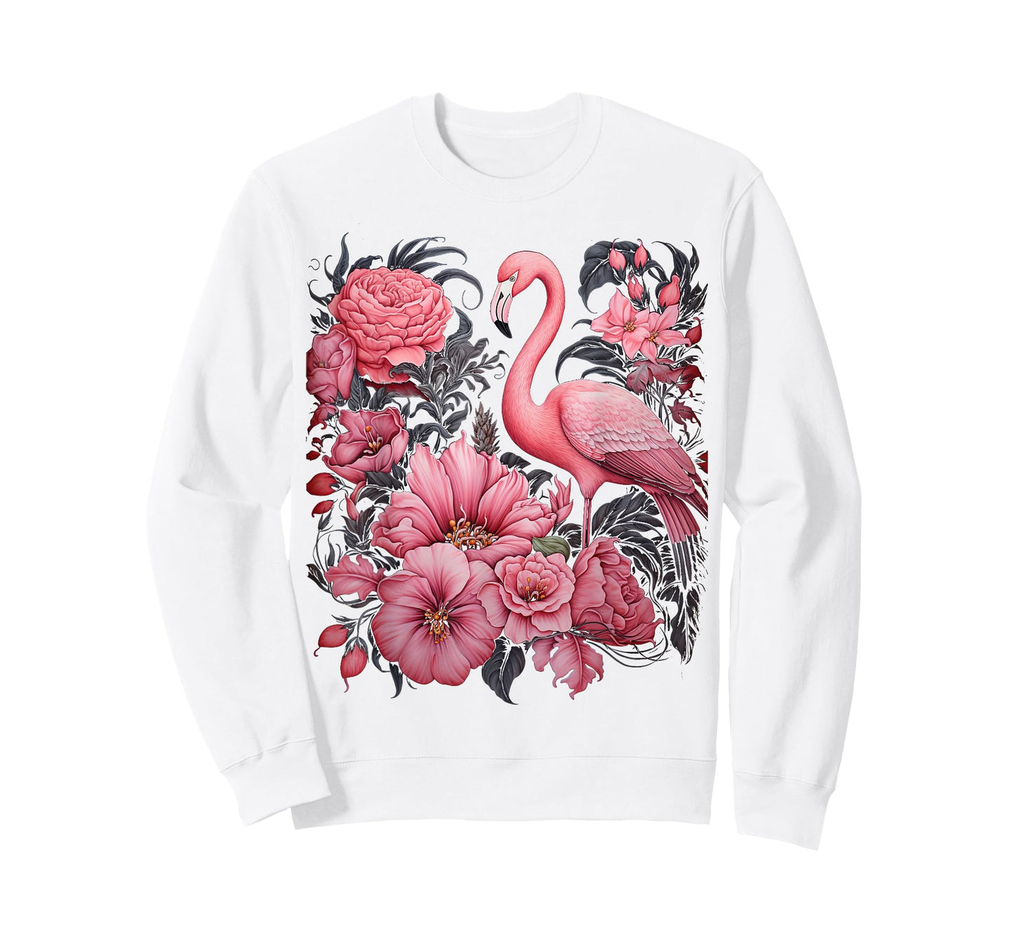 Flamingo and Flowers Floral Flamingos pink T-Shirt