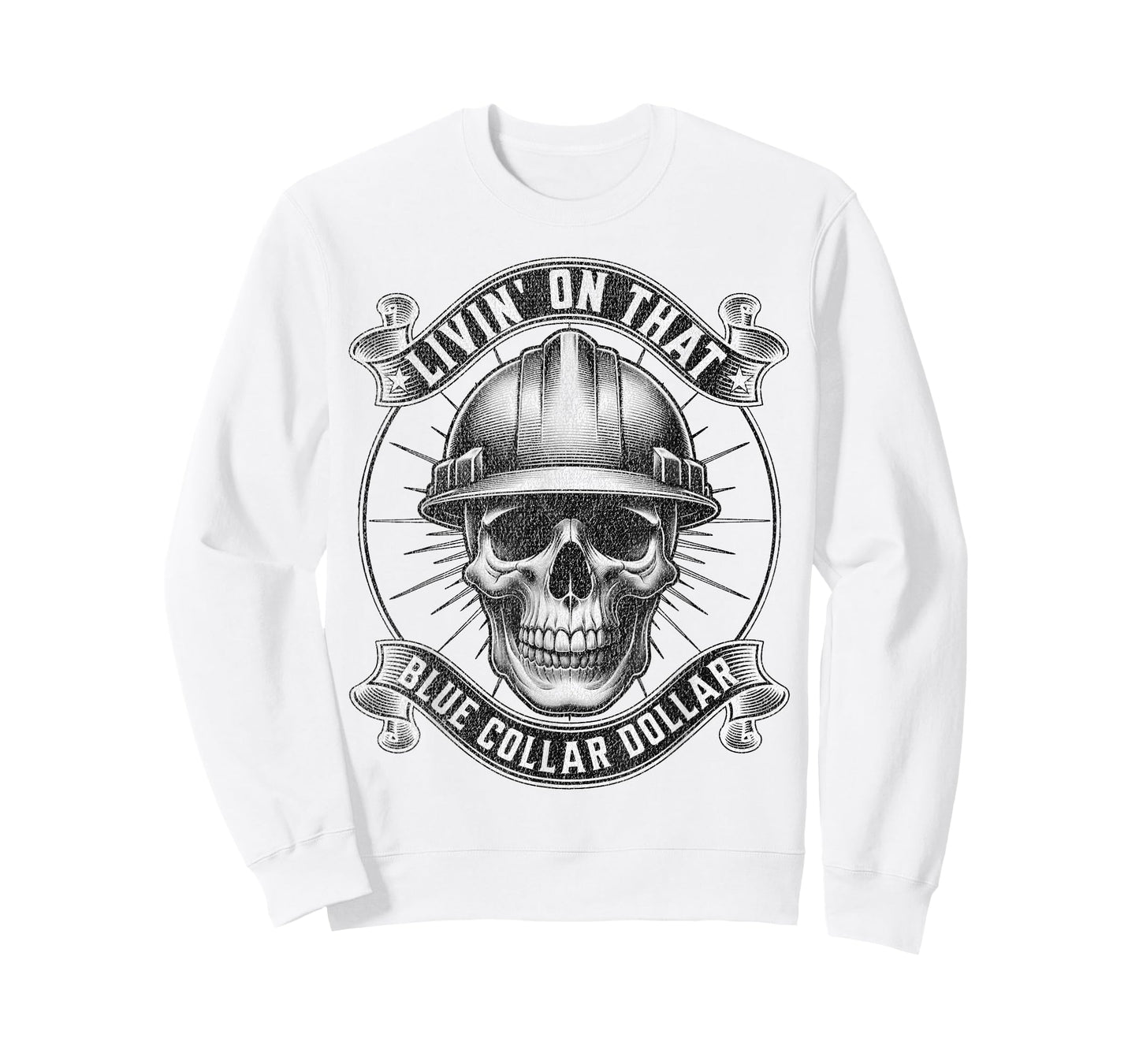 Livin' On That Blue Collar Dollar Vintage Skull T-Shirt