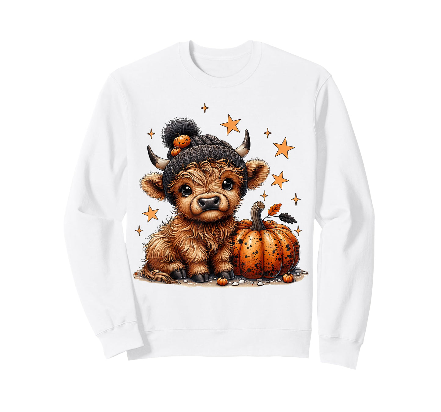 Moo Highland Cow Halloween Pumpkin Season Women Girls Kids T-Shirt