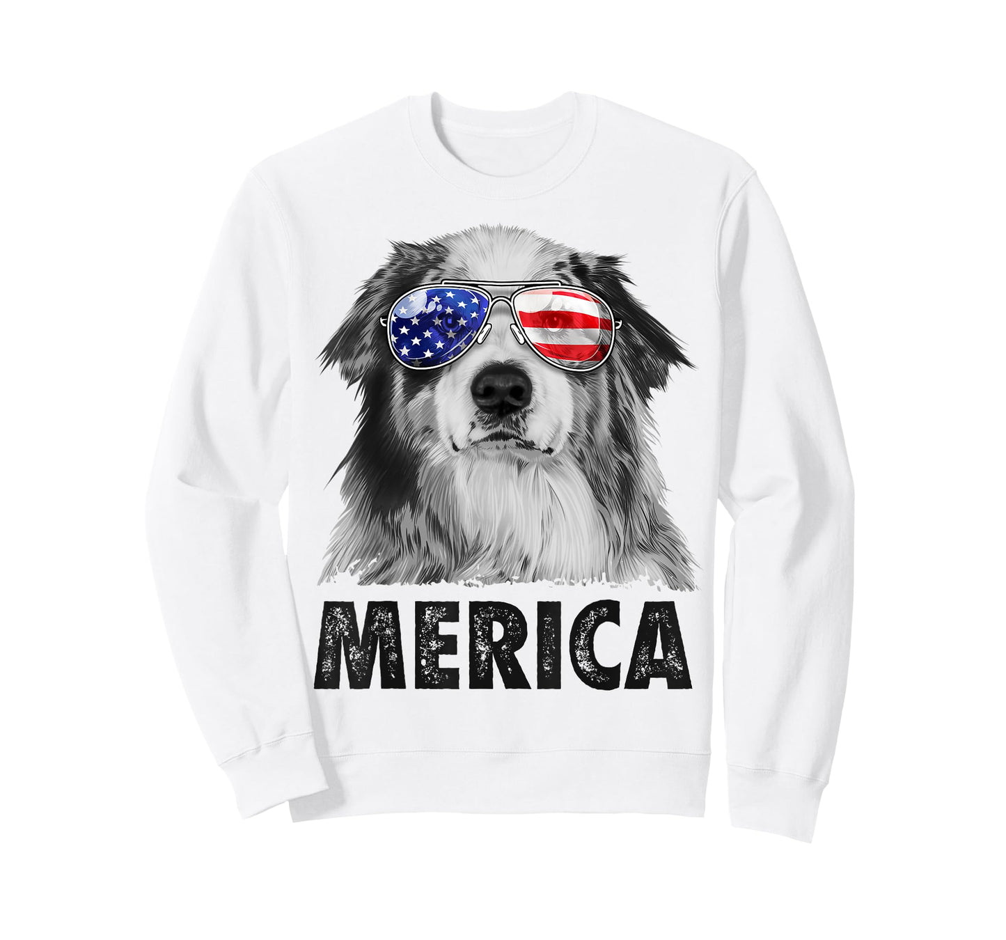 Aussie Australian Shepherd 4th of July Merica American Flag T-Shirt