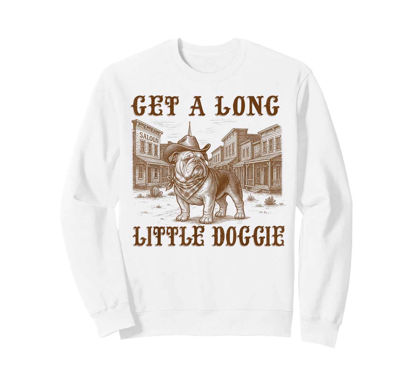 English Bulldog Dog Mom Dad Get A Long Little Doggie Western T-Shirt
