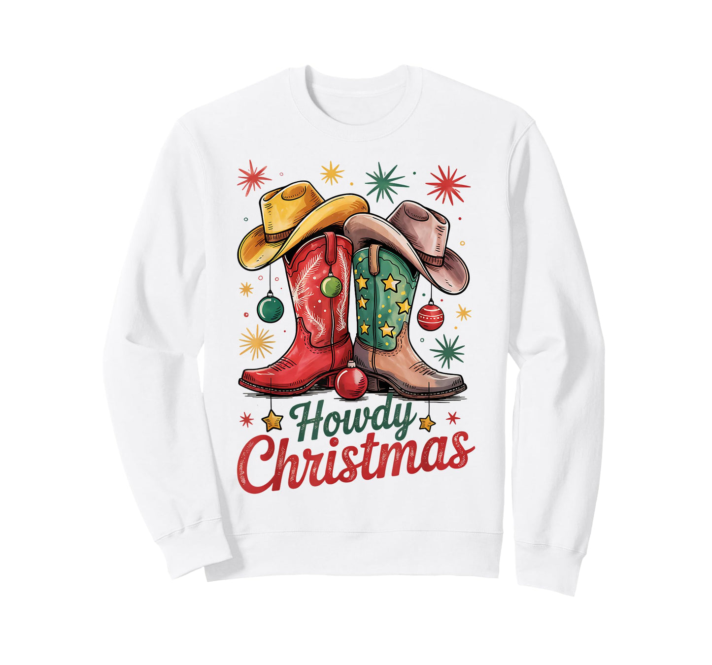 Howdy Christmas Xmas Cowboy Boots Western Cowgirl Rodeo T-Shirt