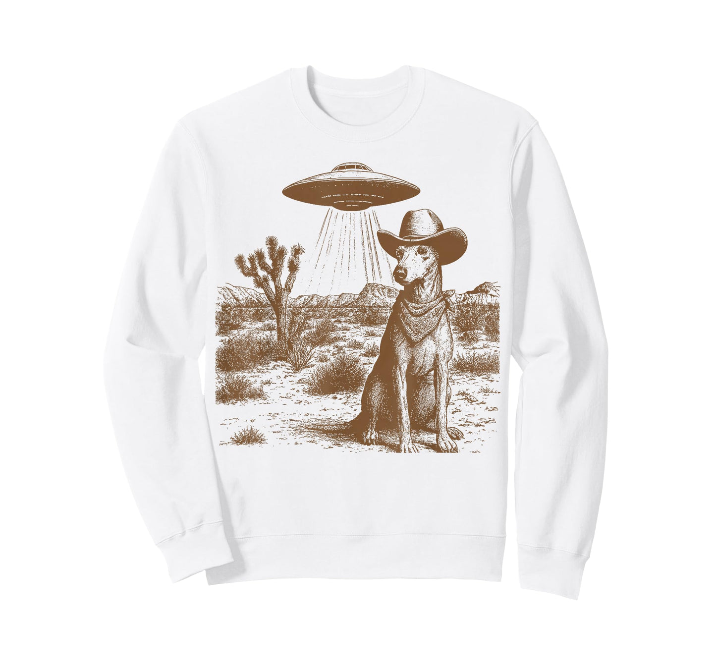 Vintage UFO Cowboy Greyhound Retro 90s Western Funny Alien D T-Shirt