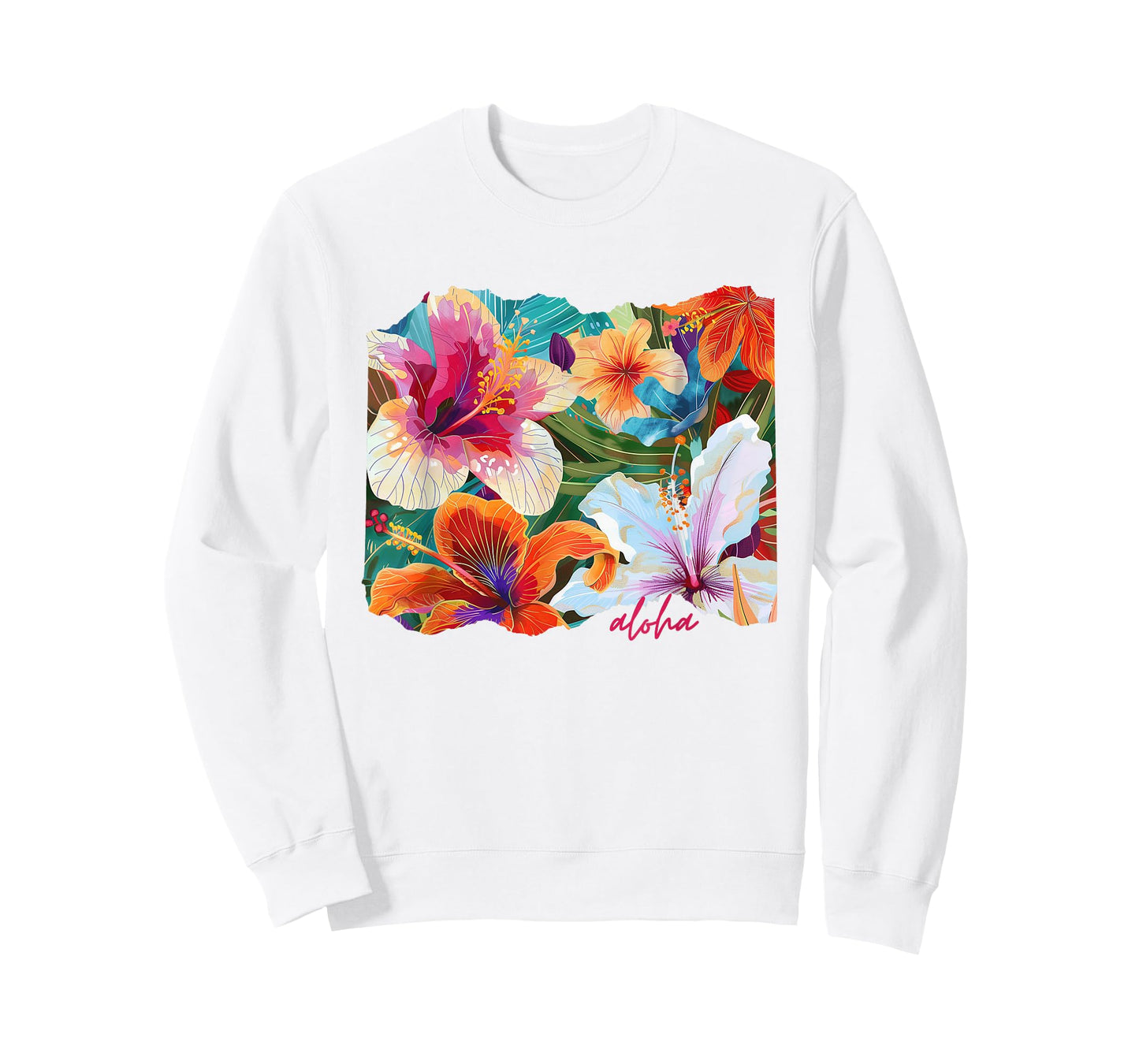 Hawaiian Hibiscus Summer Floral Collage Tiger Lily Flower T-Shirt