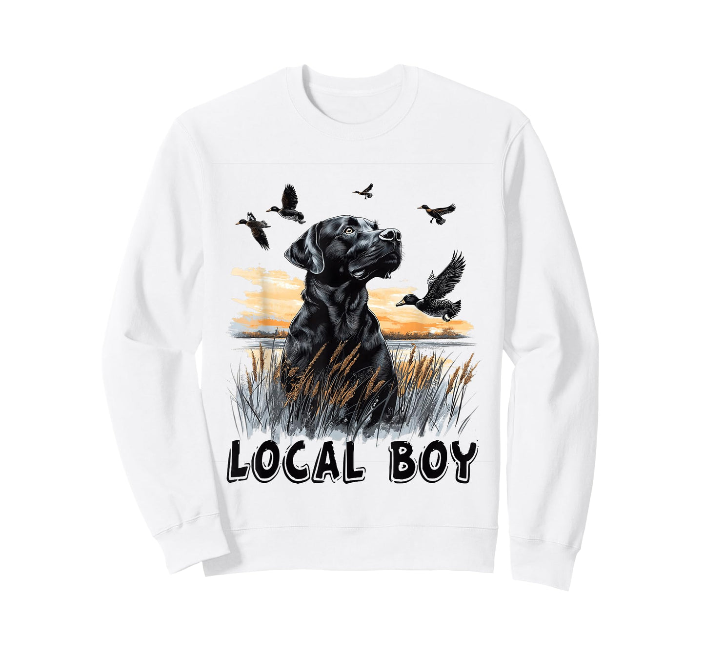 Local Boy Black Lab Hunting Dog Vintage Sunset T-Shirt