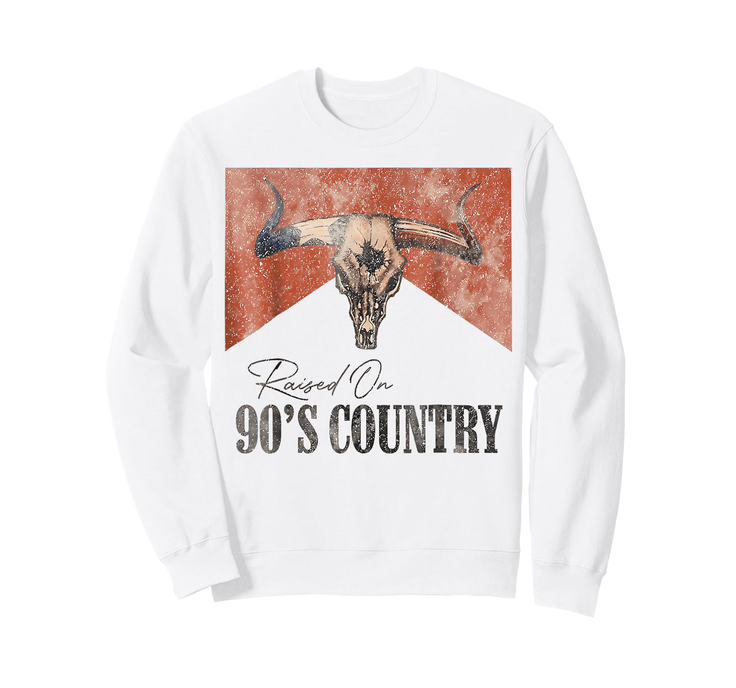 Vintage Western Bull Skull Raised On 90's Country Music T-Shirt