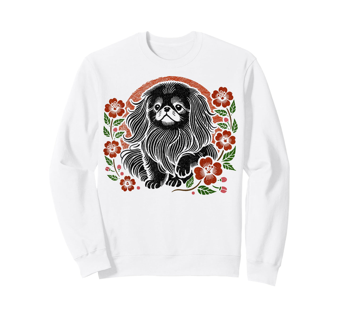 Pekingese Dog Retro Japanese Cherry Blossoms Cute Floral T-Shirt