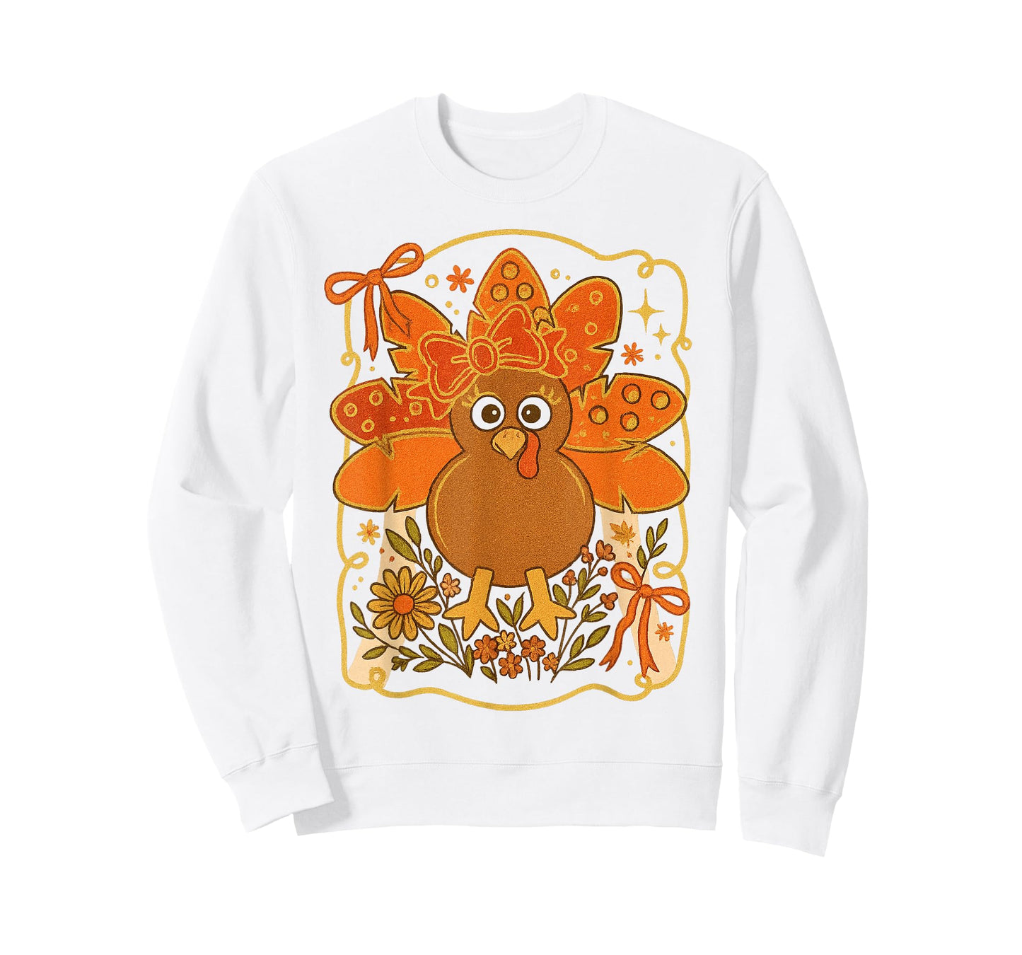 Preppy Turkey Thanksgiving Vintage Boho Floral Fall Vibes T-Shirt