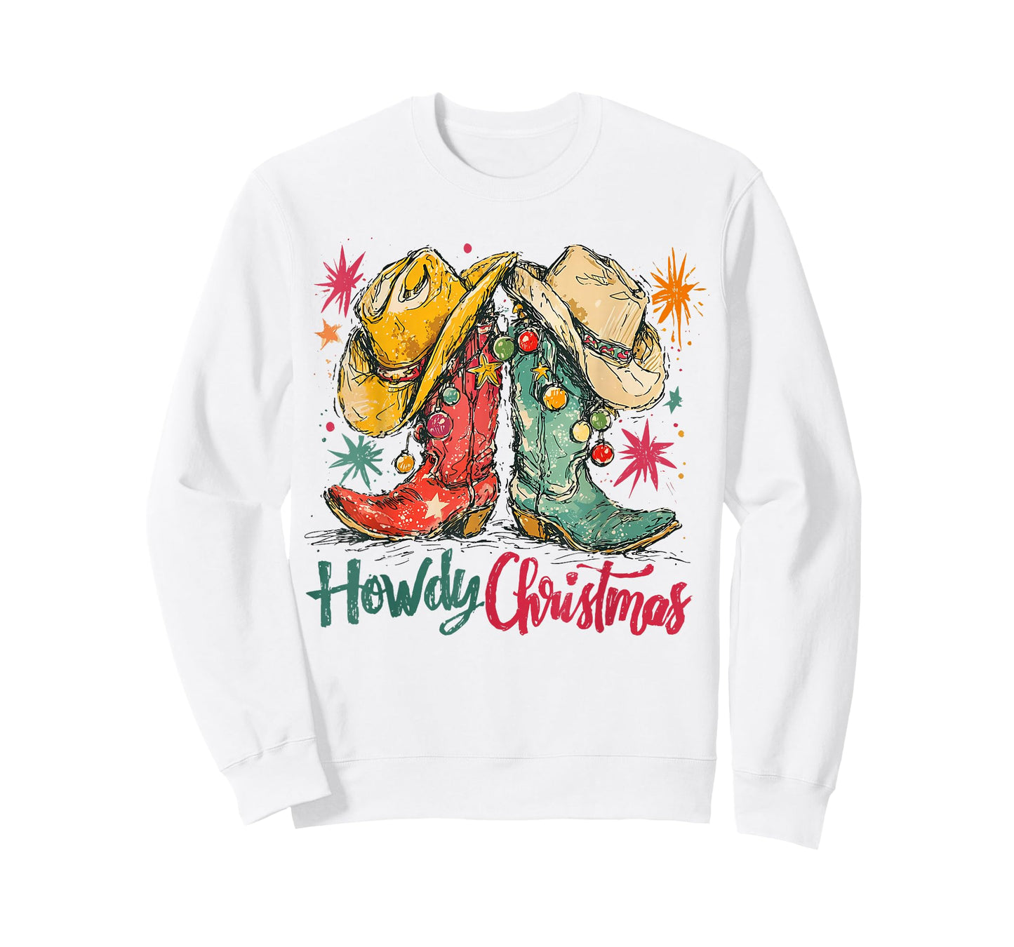 Howdy Christmas Western Cowgirl Boots Retro Country Holiday T-Shirt